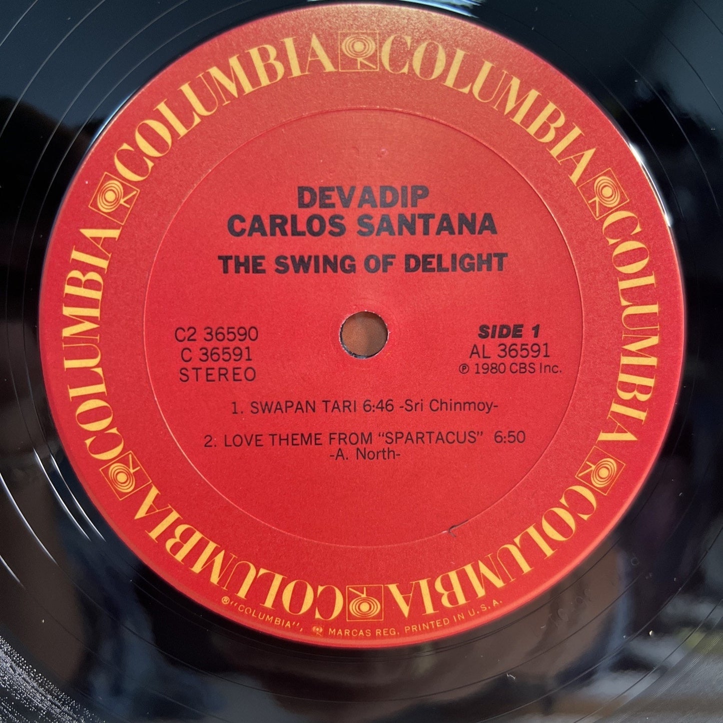 DEVADIP CARLOS SANTANA - The Swing Of Delight 2x LP 1980 Gatefold Album Columbia