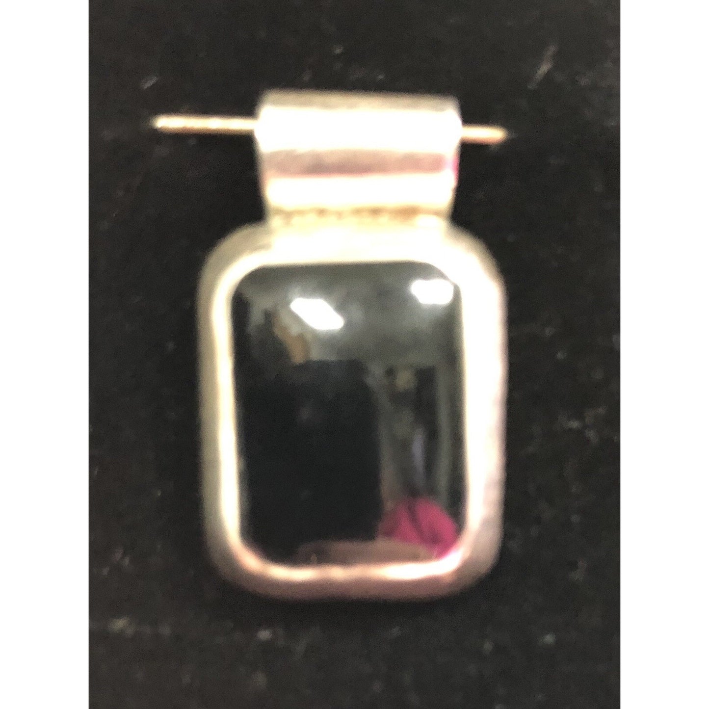 Vintage Black Onyx & Sterling Silver Pendant Mexico 925