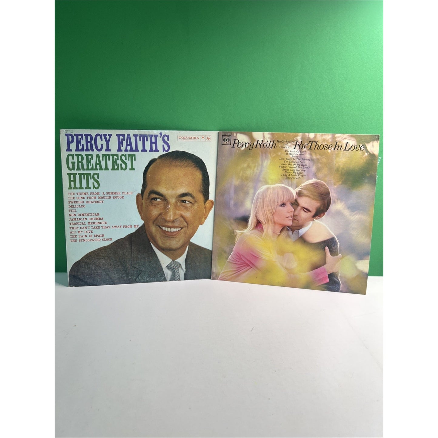Lot of 2 PERCY FAITH & HIS ORCHESTRA For Those In Love & Greatest Hits LP Record
