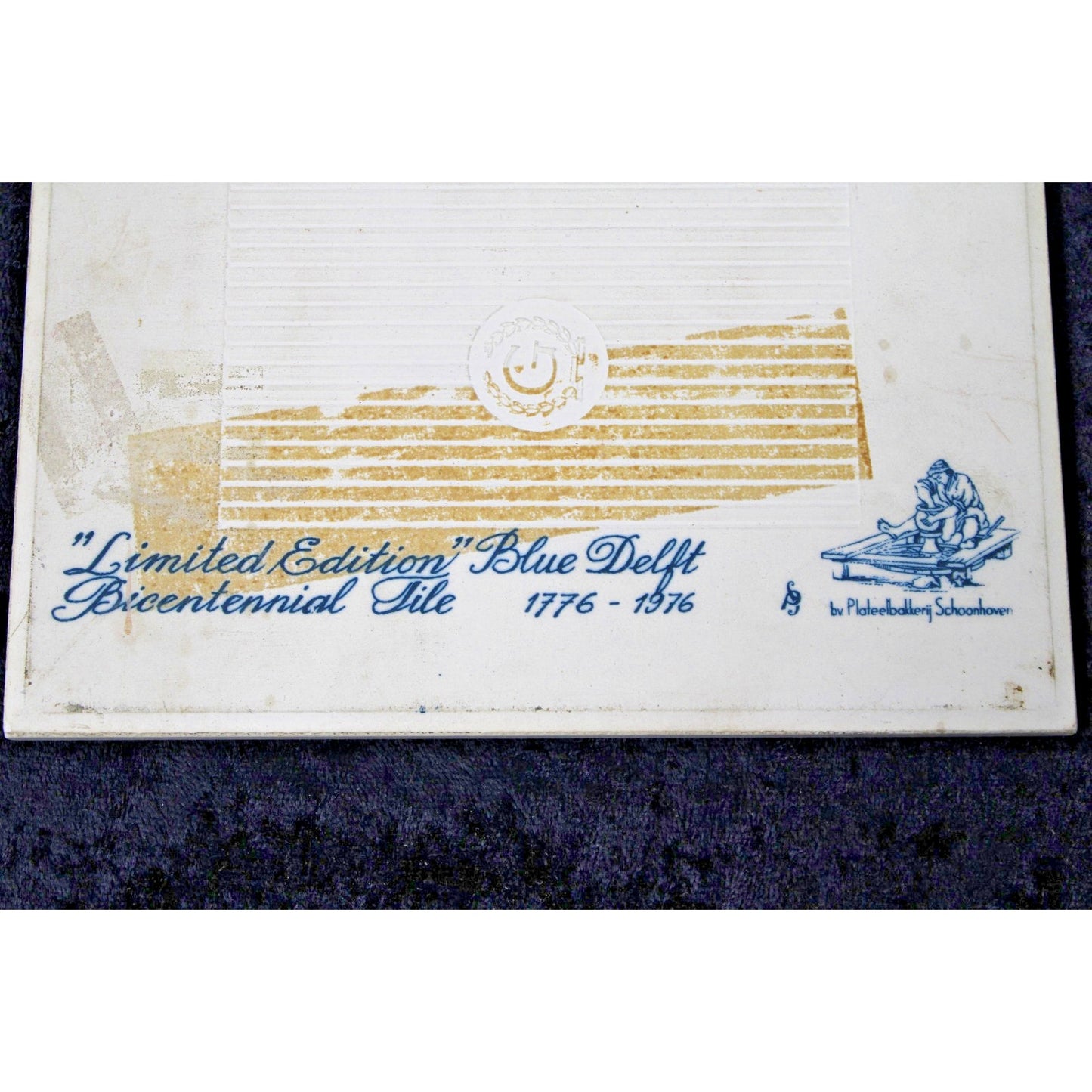 Vintage Blue Delft Bicentennial Tile 1776-1976, Limited Edition 6"x6" w/ Hanger