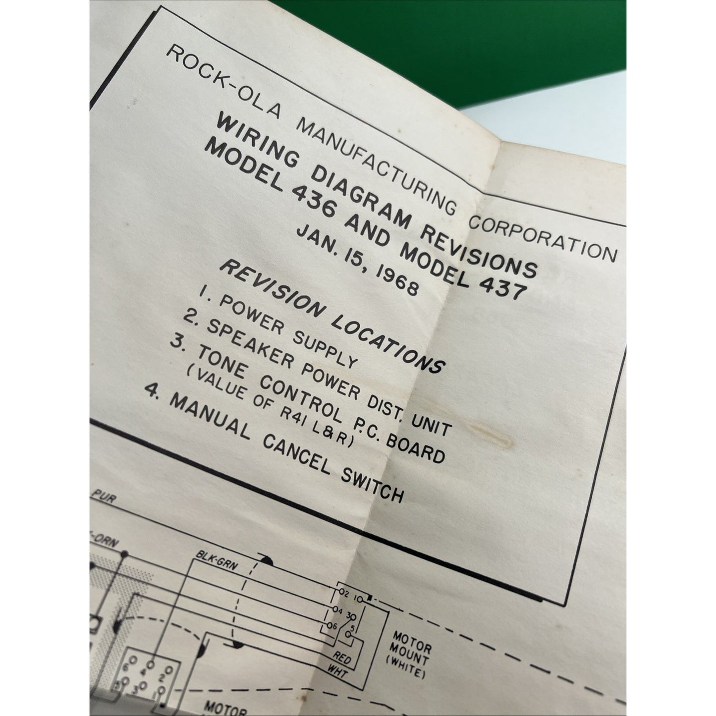 ORIGINAL ROCK-OLA MODEL 437 160 SELECTION PHONOGRAPH WIRING DIAGRAM No. 43886