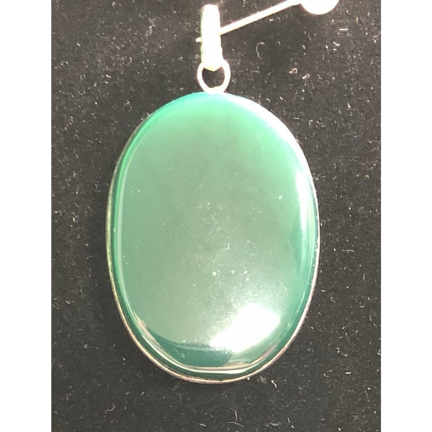 925 Sterling Silver Green Onyx Charm Pendant Beautiful Woman's Gift