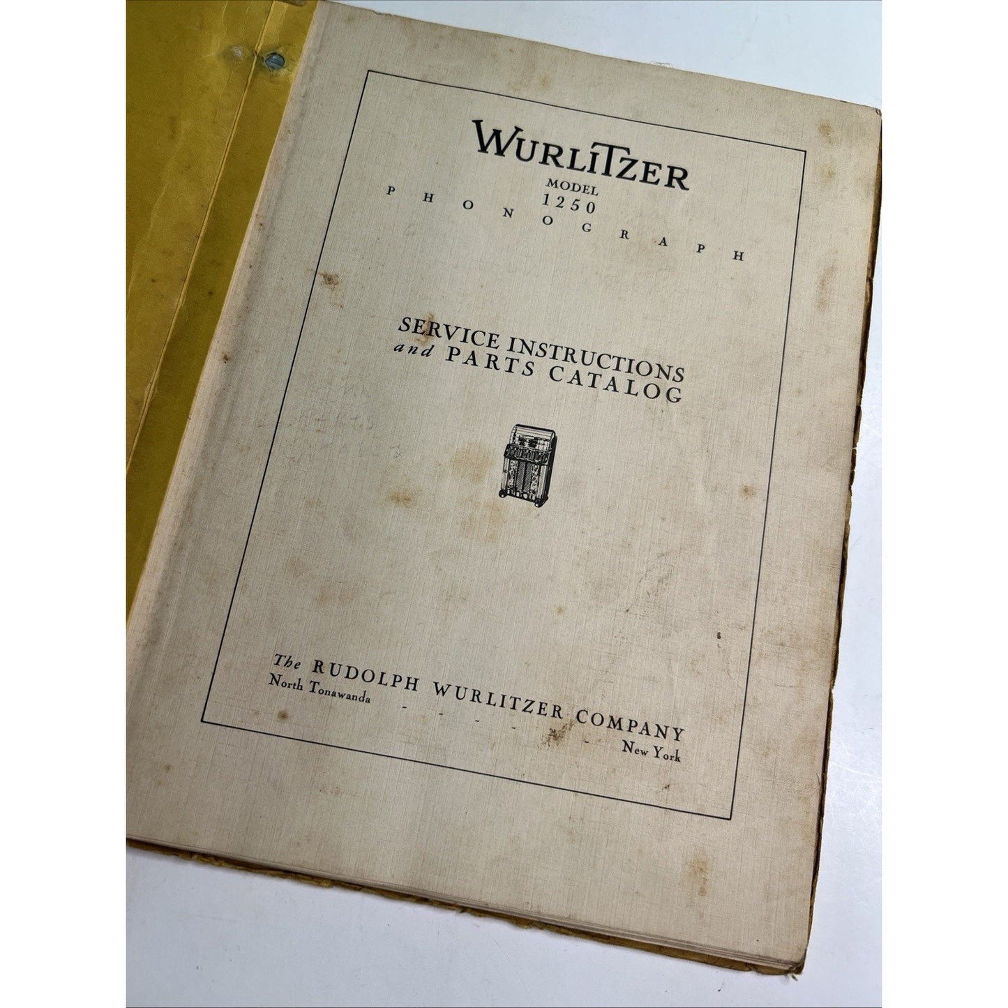 WURLITZER MODEL 1250 Phonograph Service Instructions & Parts Catalog Juke Box