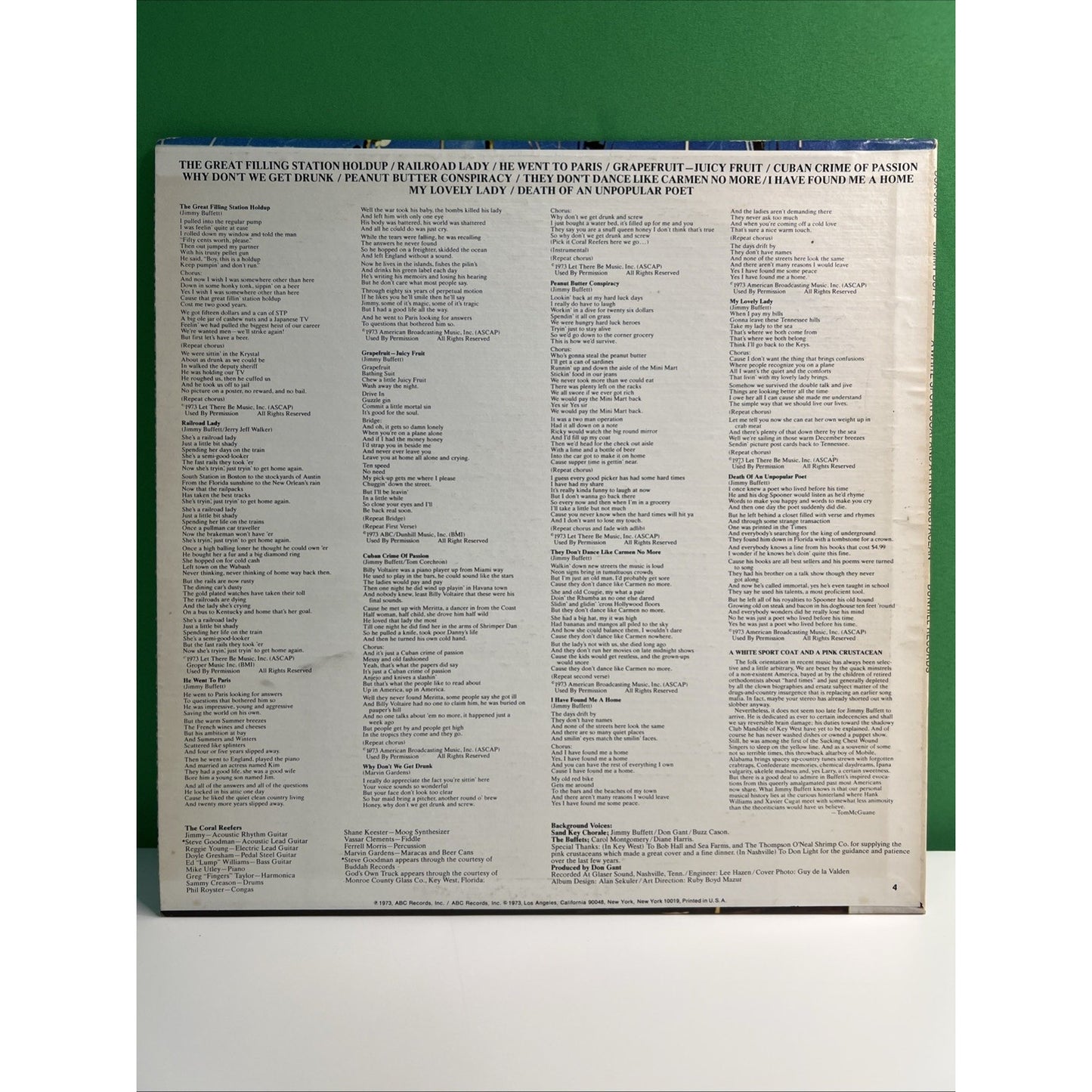 1973 JIMMY BUFFETT A White Sport Coat & A Pink Crustacean LP Record Album