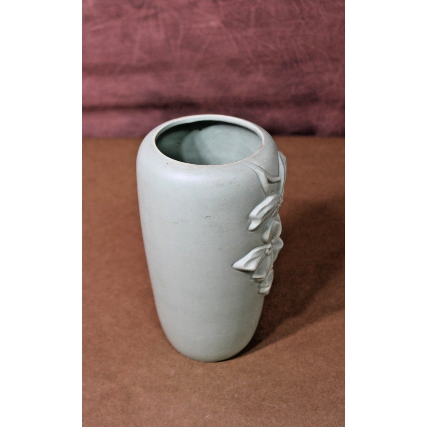 Vintage Haeger Dogwood Vase, Matte Green Raised Relief, 75th Anniversary, 8" H