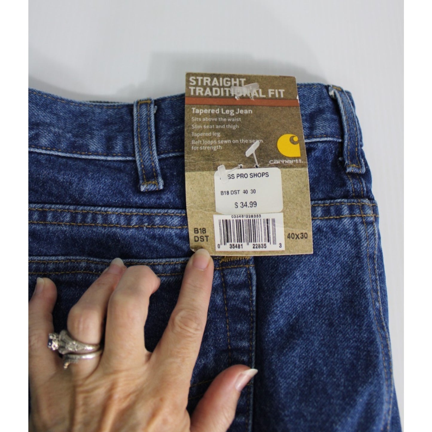 NWT Carhartt B18 DST Traditional Fit Men's Jeans 40x30 Dark Stone Wash Tapered