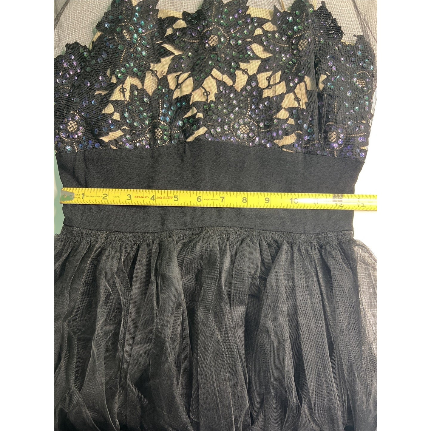 1940’s BENHAM ORIGINAL Mesh Sleeve Sequined Bodice Evening or Cocktail Dress