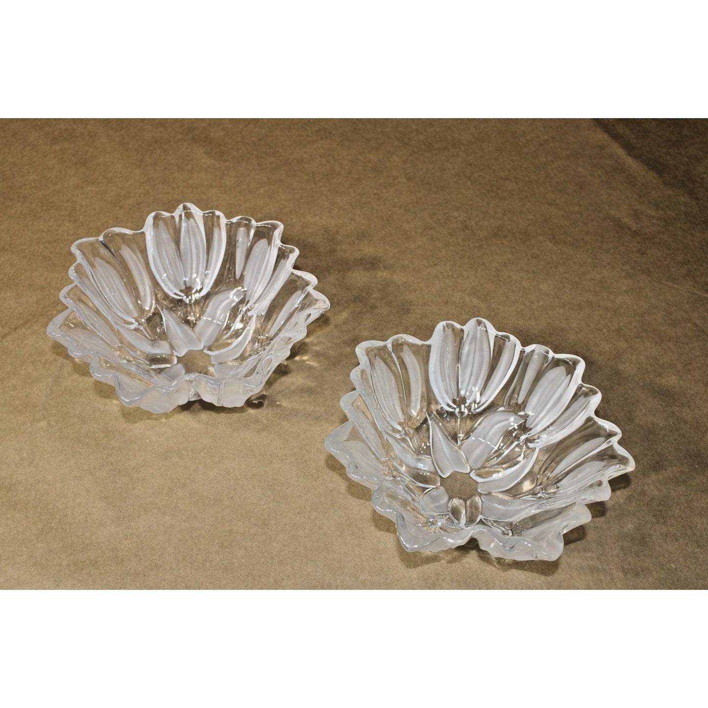 Mikasa Hostess Bowl Pair, Vintage Flosted Glass/ Crystal, Tulip Design "Sylvia"