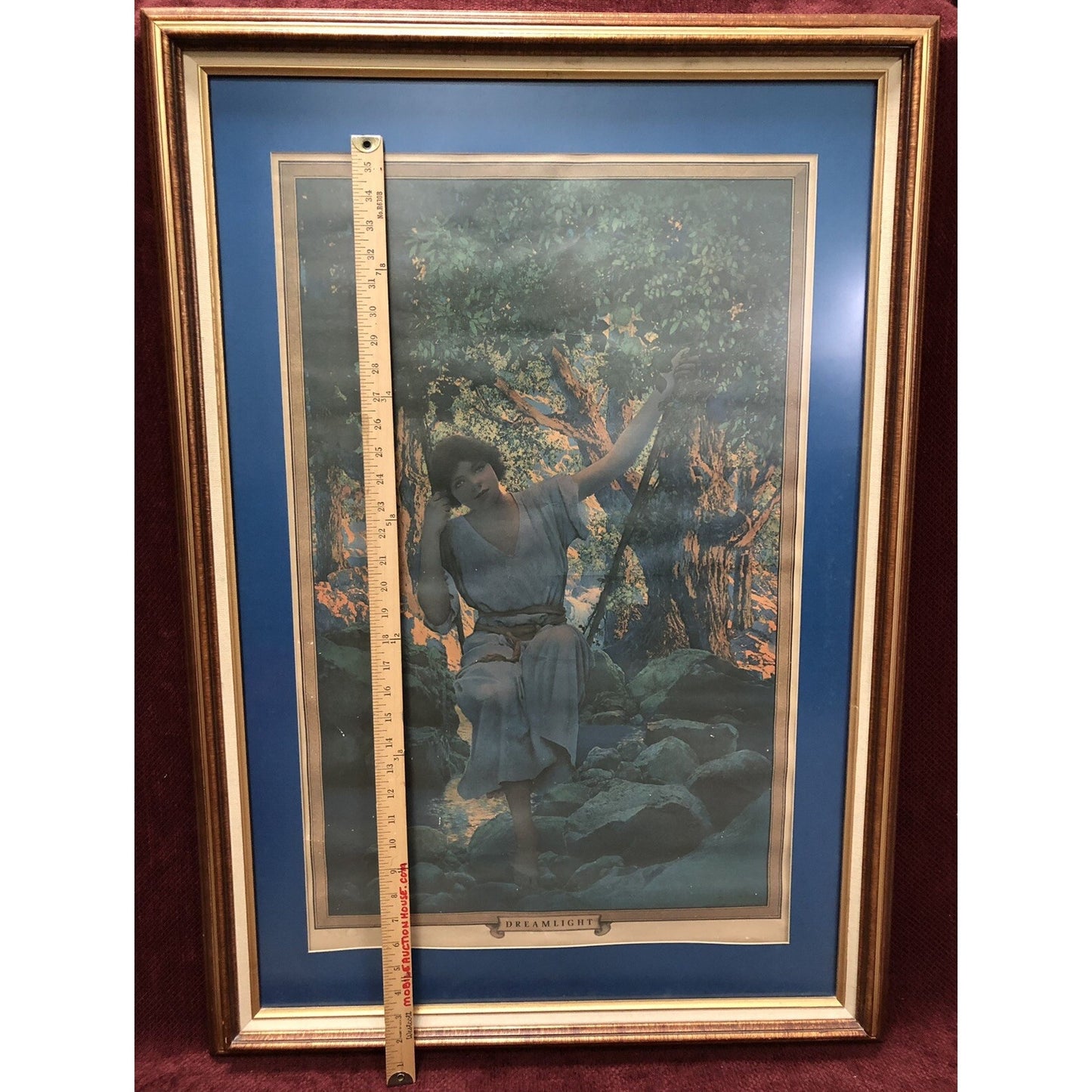 1924 Maxfield Parrish DREAMLIGHT Print 40”x28” Framed Edison Lamp Works GE