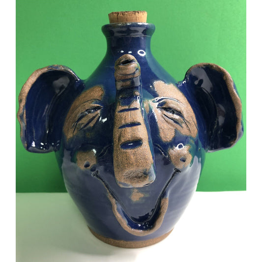 Vintage MUD DABBER’S ELEPHANT JUG North Carolina Art Pottery With Flyer