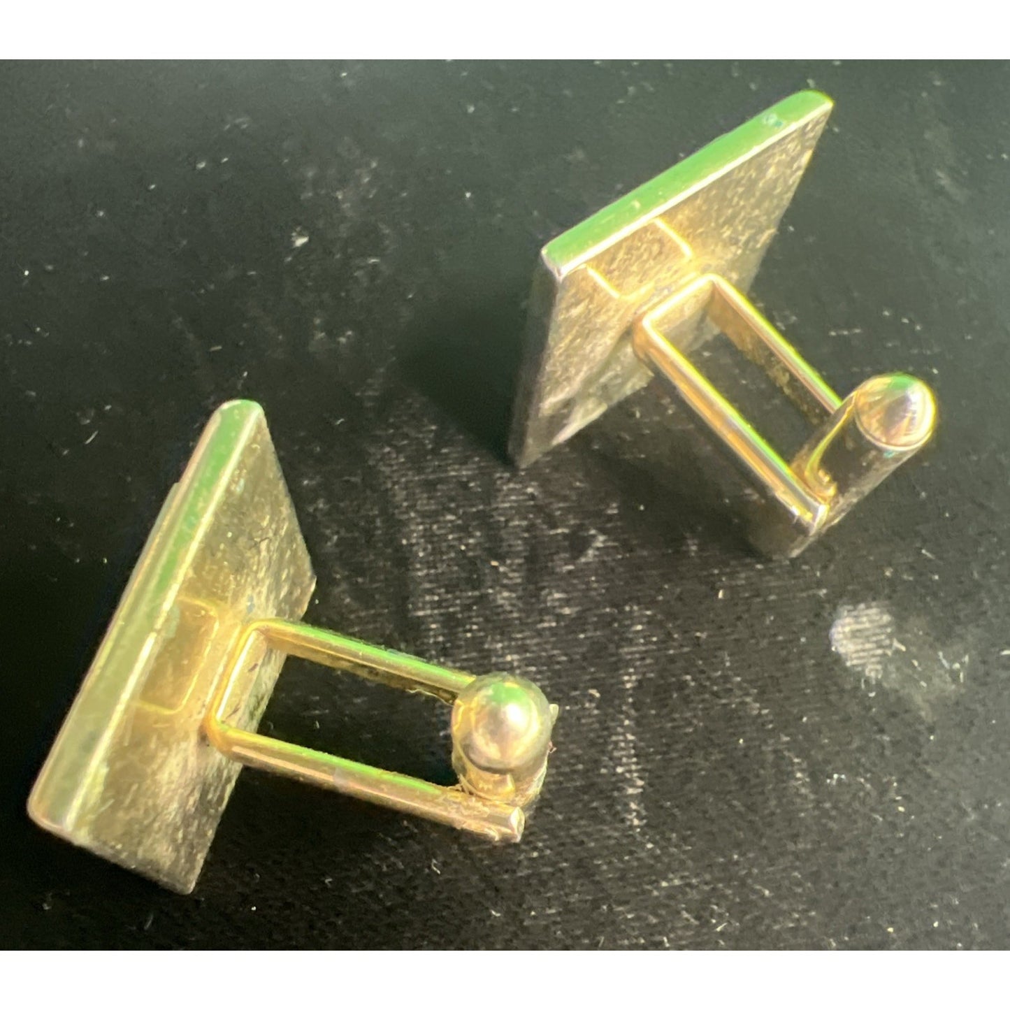 Vintage Mens Cufflinks Mother Of Pearl Gold Tone Rectangle Retro Framed