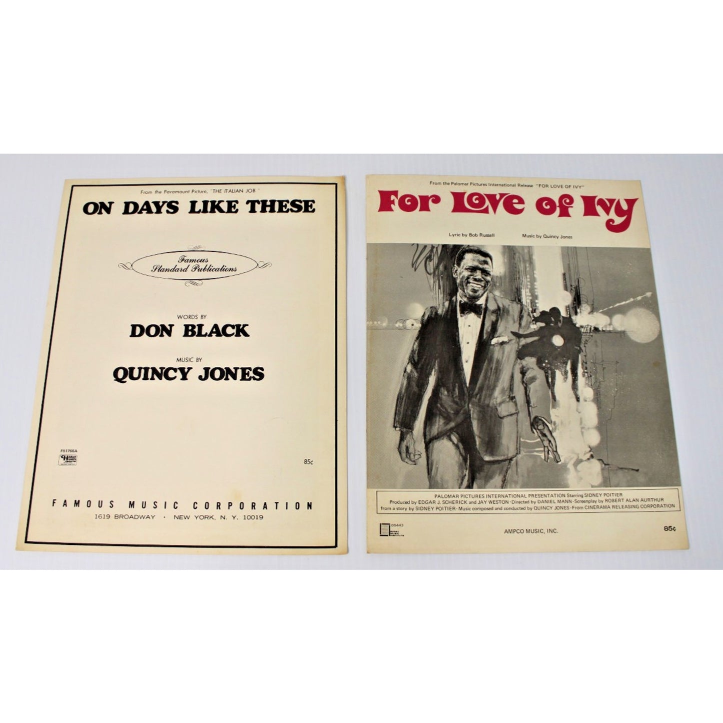 1968-69 Sheet Music- For Love Of Ivy & On Days Like These- Quincy Jones, RARE!!