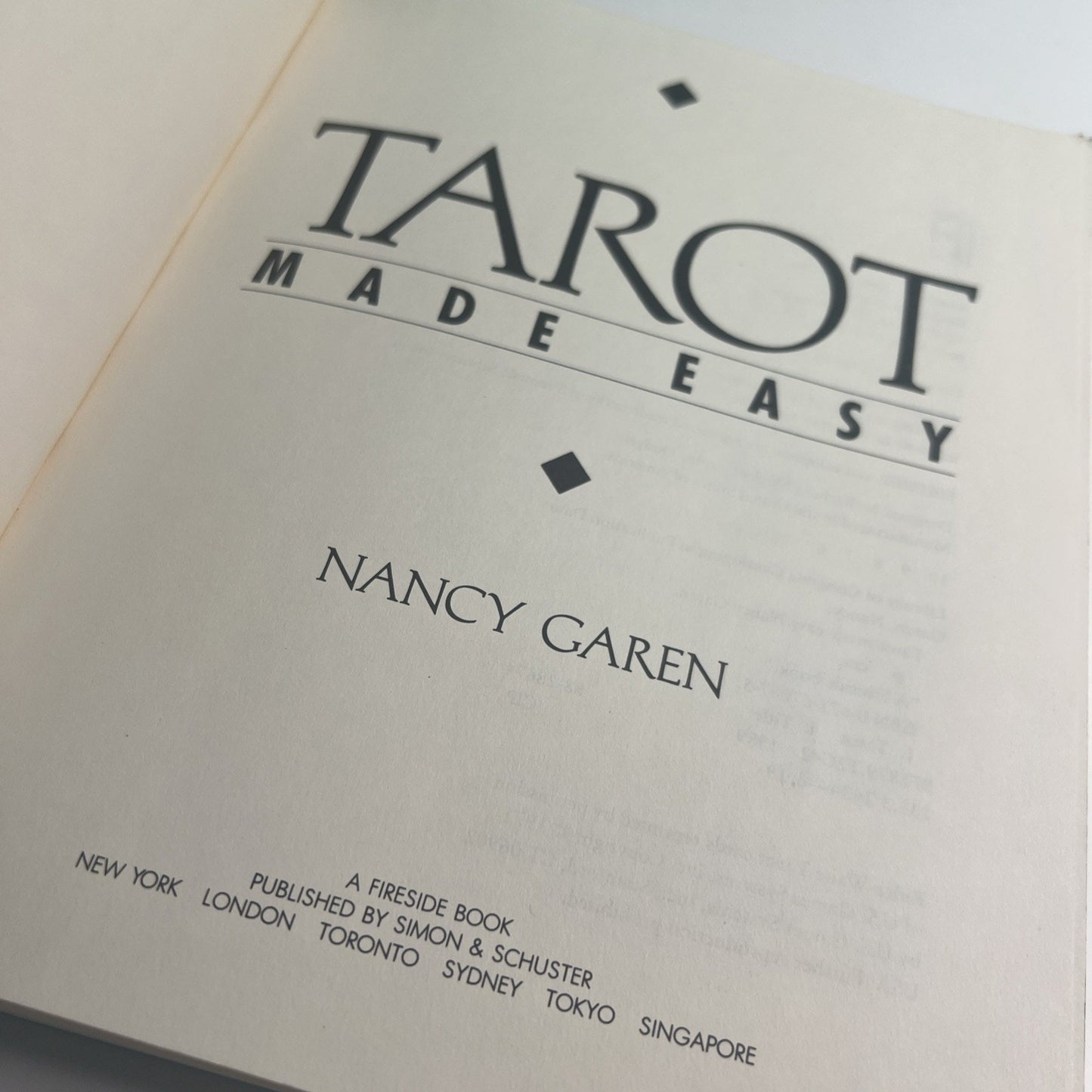 Vintage Tarot Card Reading Made Easy by Nancy Garen (1989) Beginner Guidebook PB