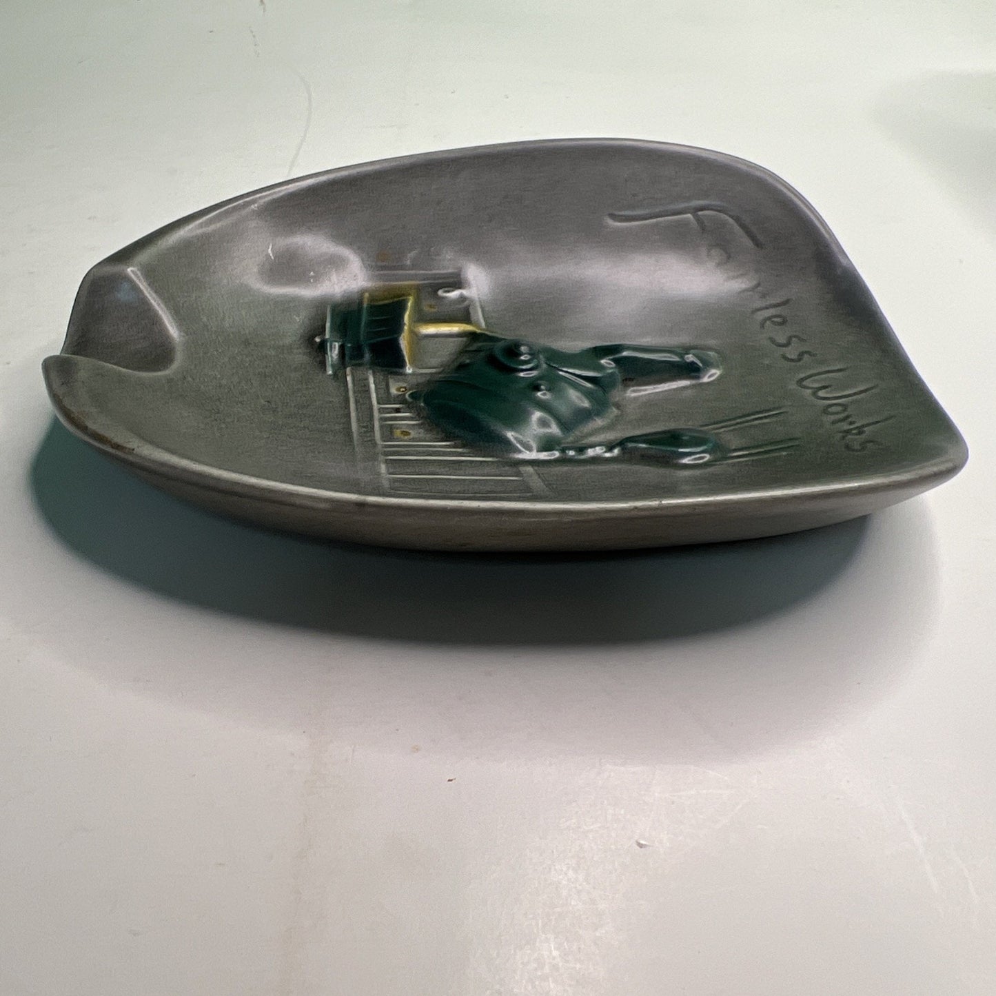 Midcentury Glazed Ceramic Ashtray “Fairless Works” - US Steel Pennsbury Pottery