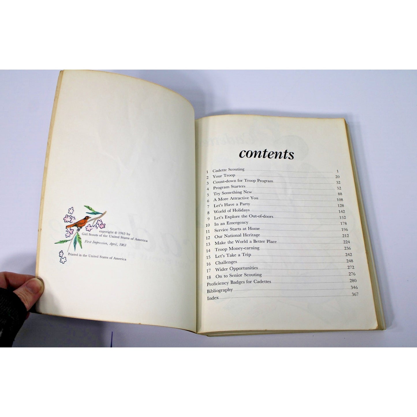 1963 Vintage "Cadette" Girl Scout Handbook, First Impression, Softcover