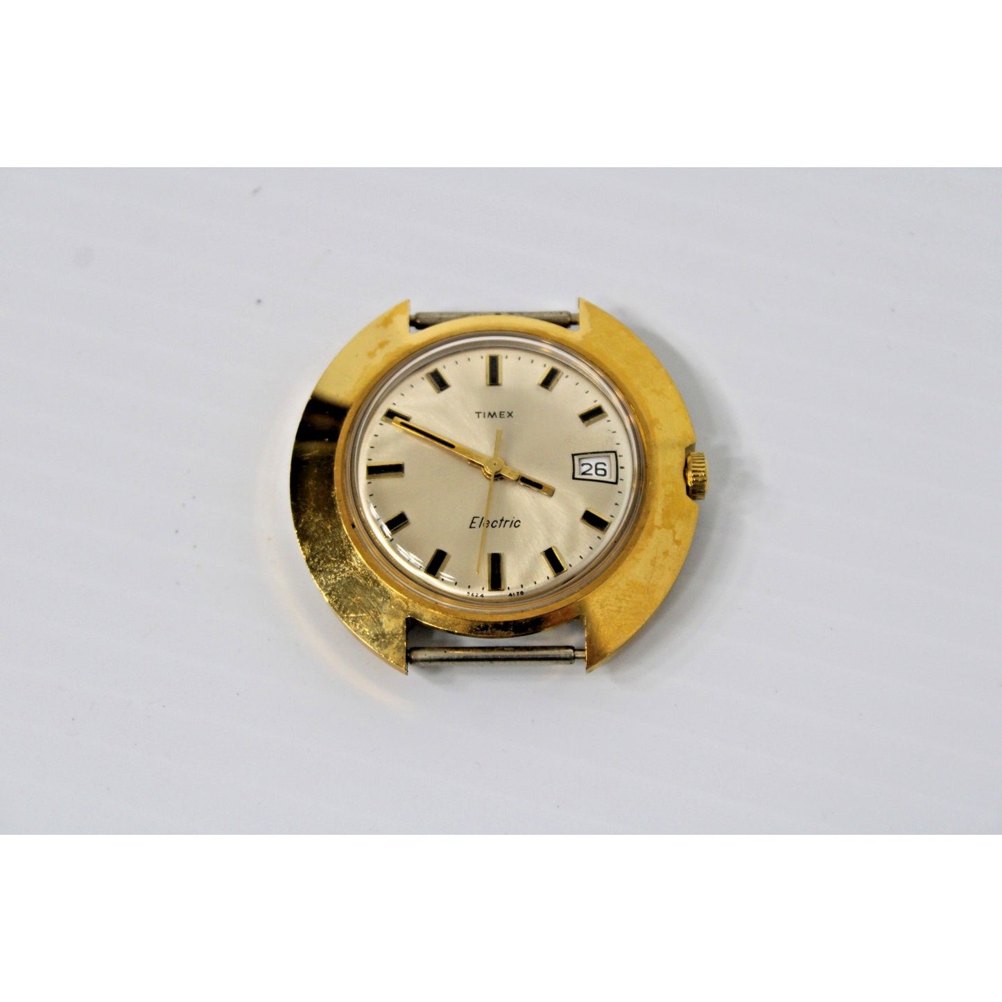 Rare Vintage 1966 Timex Electric Gold Tone "UFO" Watch, M85 Cushion Case, Date
