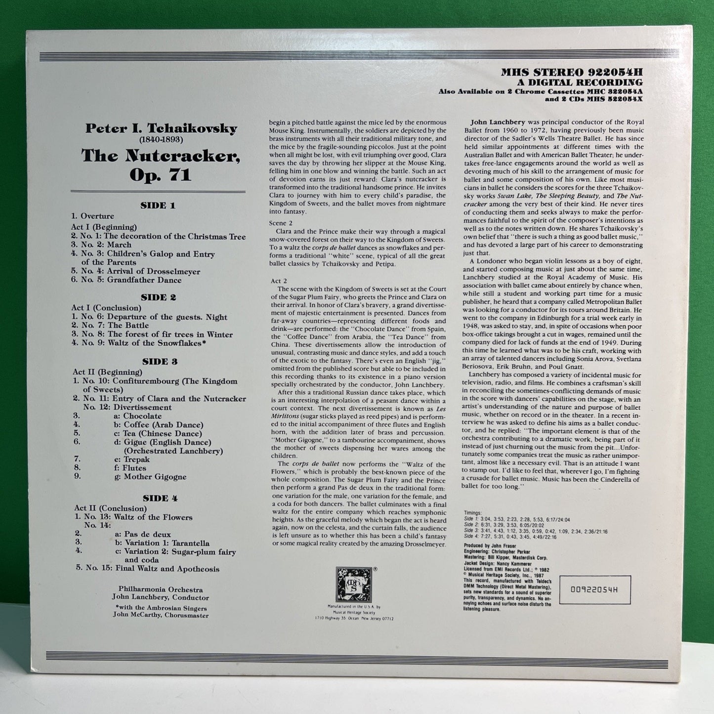 MHS 922054H The Nutcracker Op. 71 Peter Tchaikovsky Philharmonia Orchestra 2 LPs