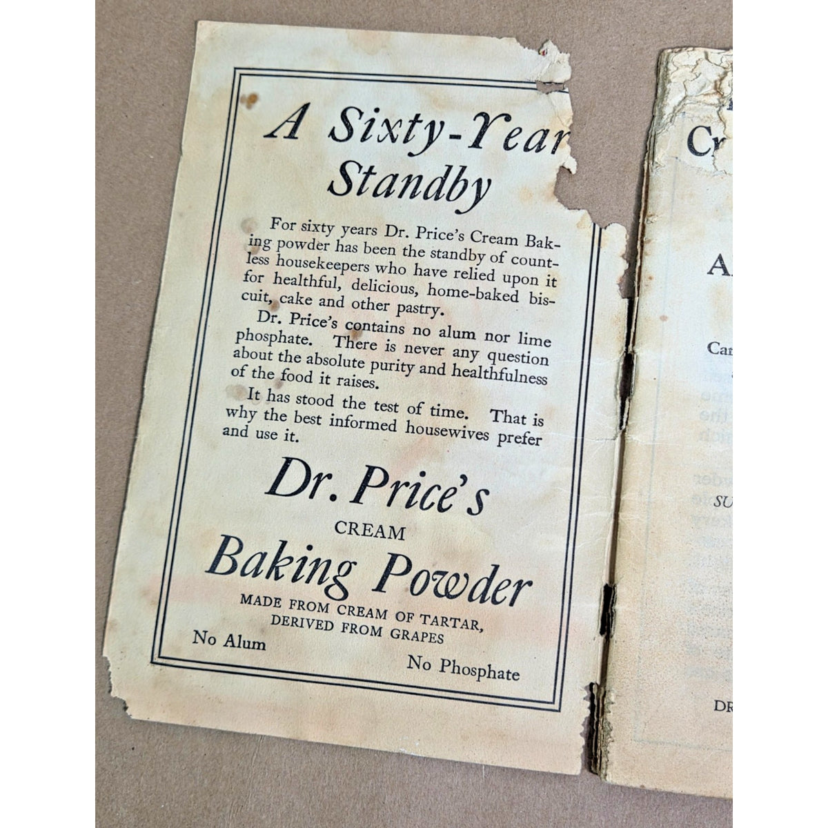Rare 1916 Dr. Price's Cream Baking Powder Antique Recipe Book - Table & Kitchen