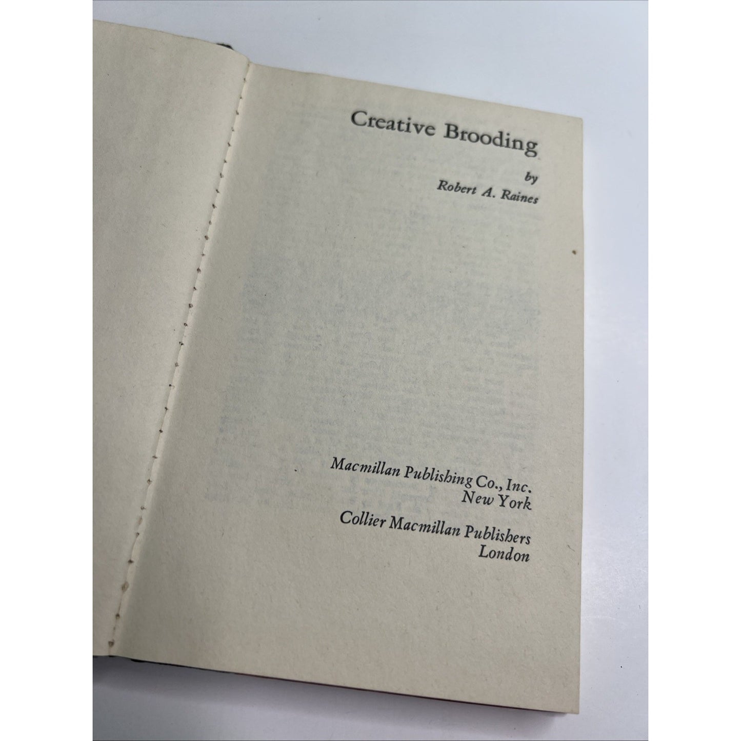 Creative Brooding by Robert Raines HC DJ 1974