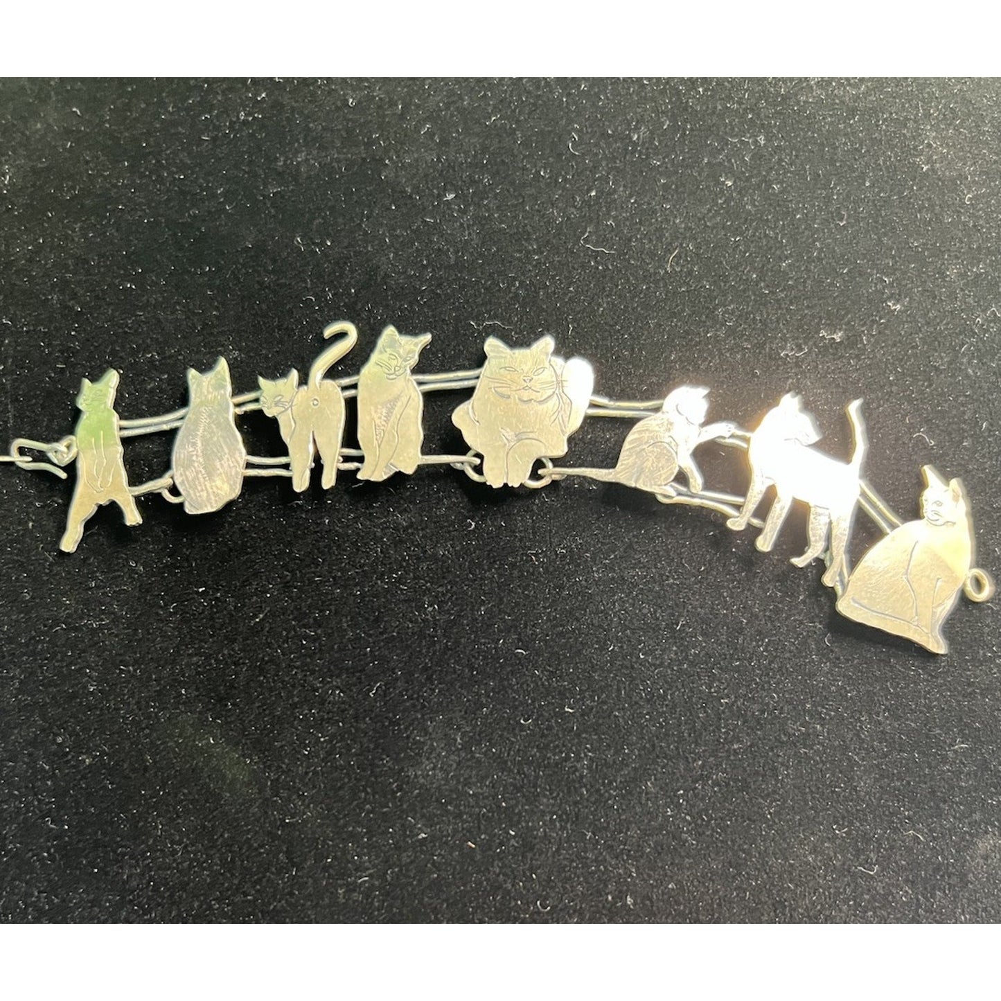 Vintage Metal Wild Bryde CAT BRACELET Link Jewelry 7”