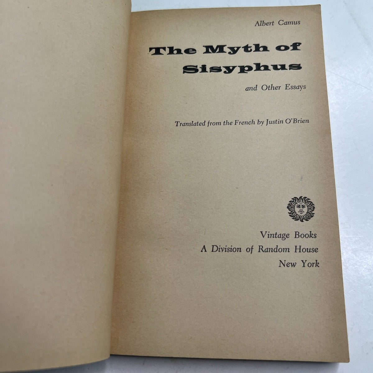 Albert Camus The Myth of Sisyphus And Other Essays 1955 PB