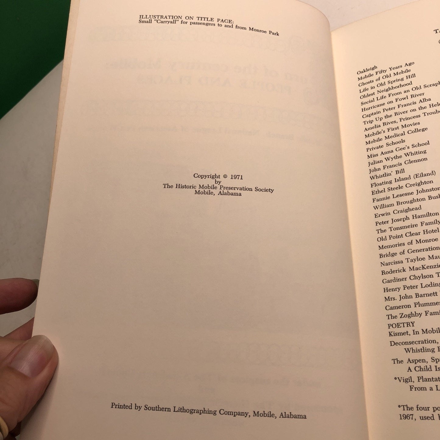 TURN OF THE CENTURY MOBILE: PEOPLE AND PLACES, 1971 first edition PB Alabama AL