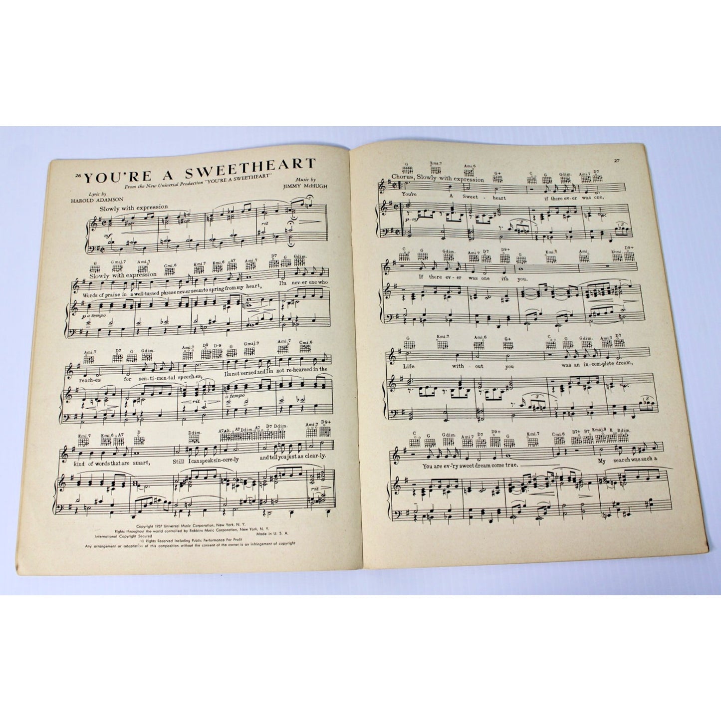 1945 Sheet Music Booklet: Ginny Simms Radio Favorites w/ Words & Guitar Chords
