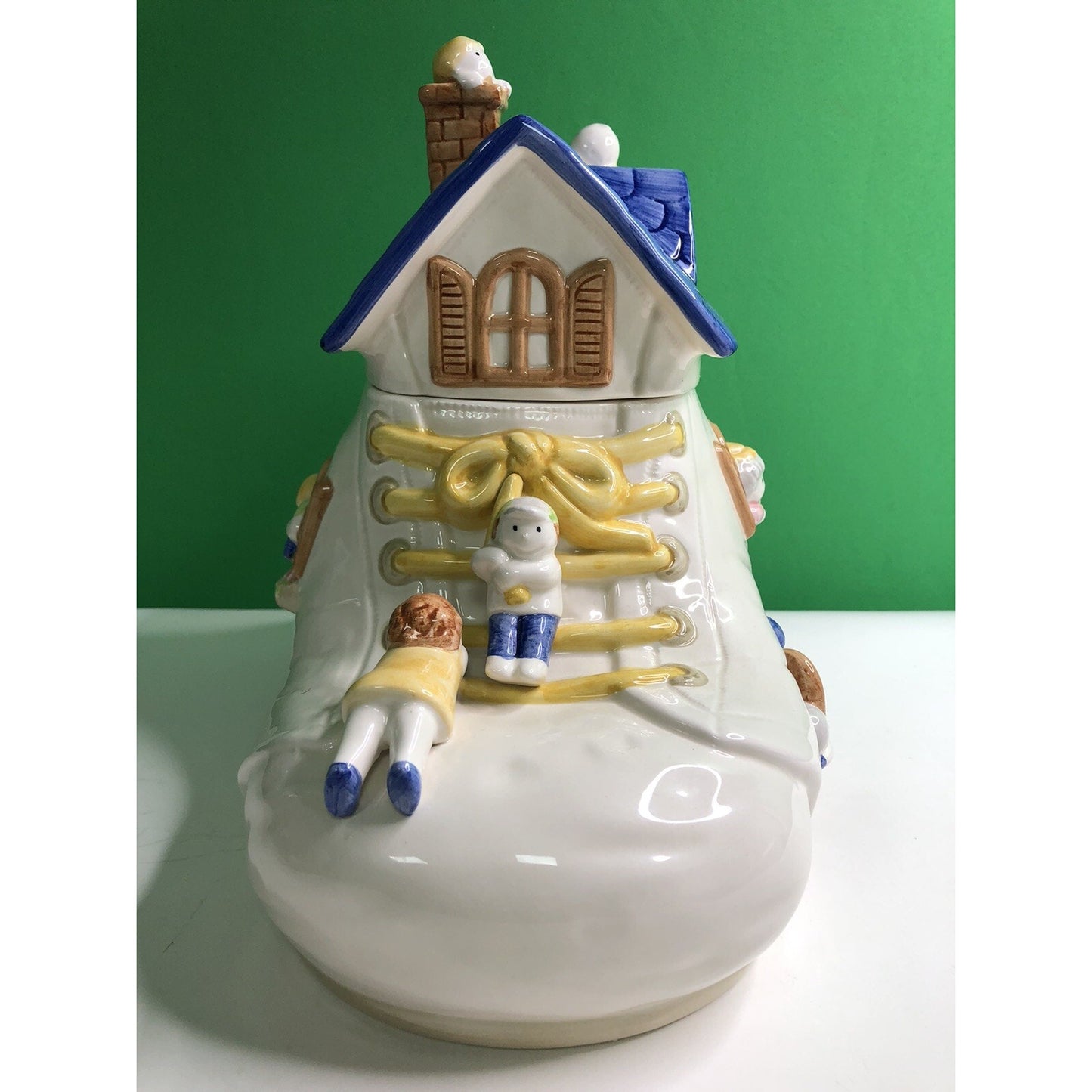 Vintage 1986 FITZ & FLOYD The Old Lady Who Lived in a Shoe COOKIE JAR Mint Large