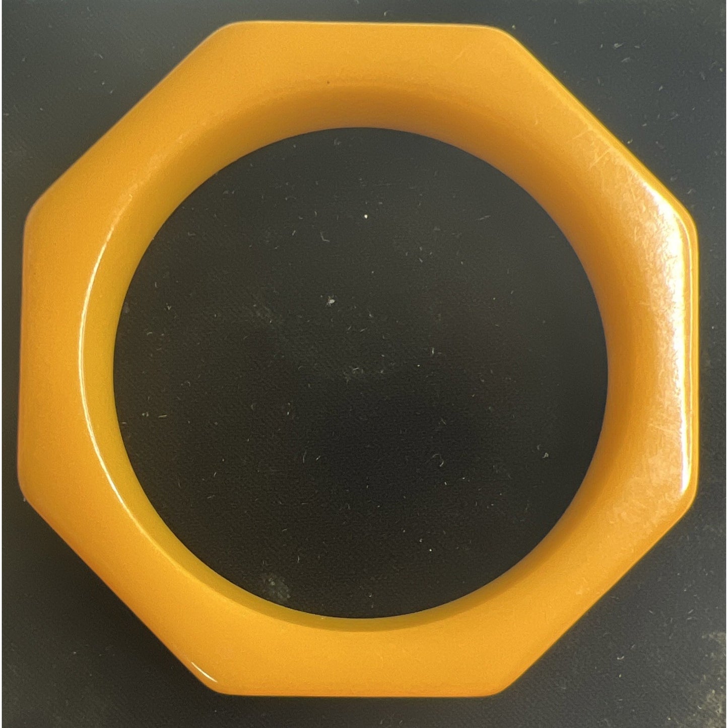 Gorgeous Vibrant Rich Yellow Bakelite Octagonal Bangle Bracelet 2.5” Opening