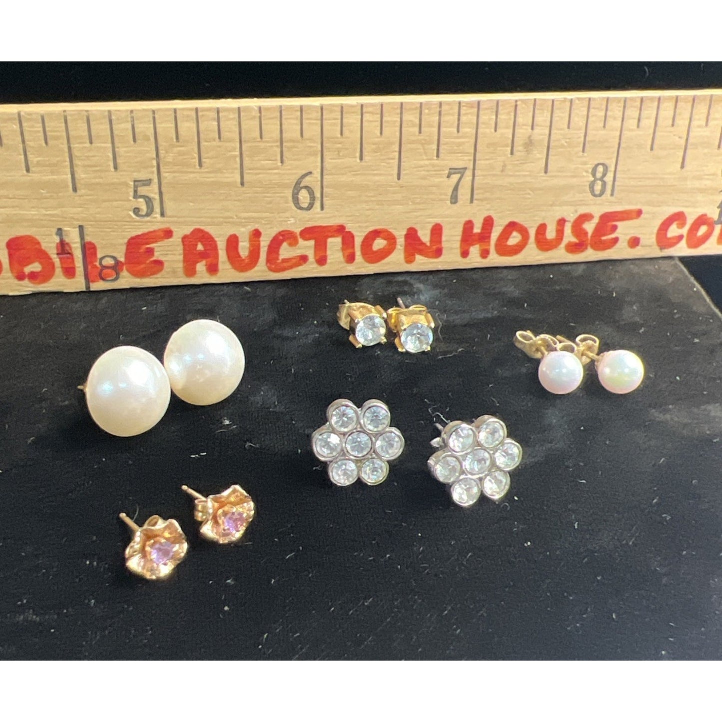 LOT OF MIXED STUD POST EARRINGS 5 PAIRS Variety