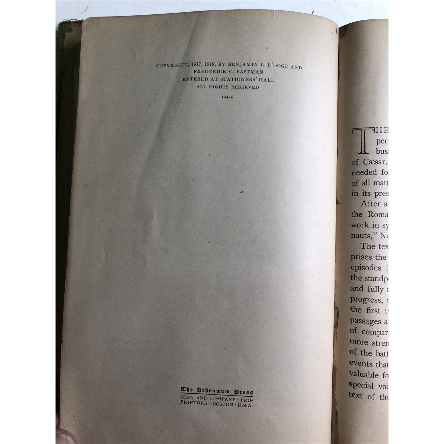Caesar In Gaul D'Ooge And Eastman 1918 Hardcover Illustrated