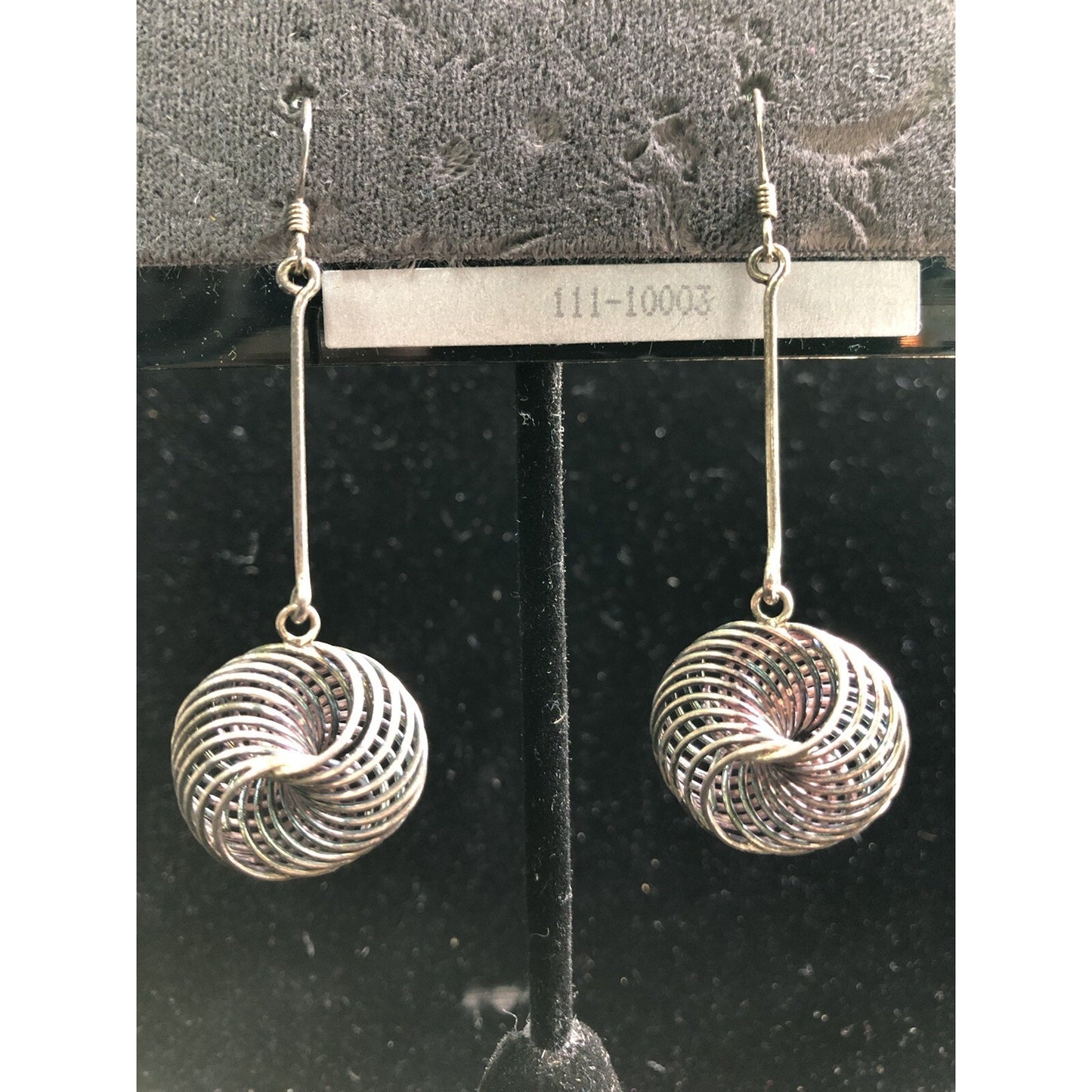 Vintage Sterling Silver Spiral Retro Dangle Drop Earrings
