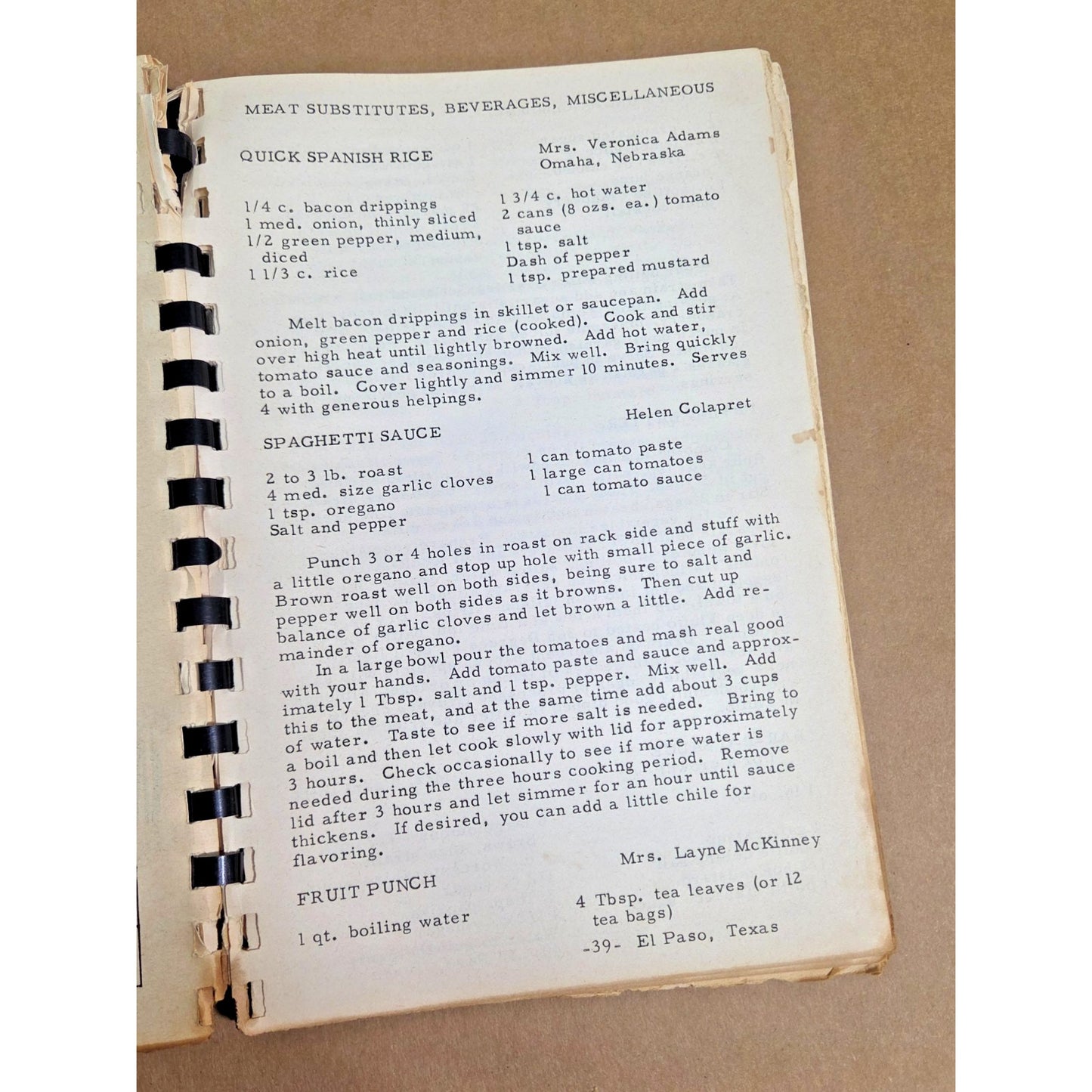 Rare Vintage 1959 El Paso Texas Community Cookbook - Foursquare Church