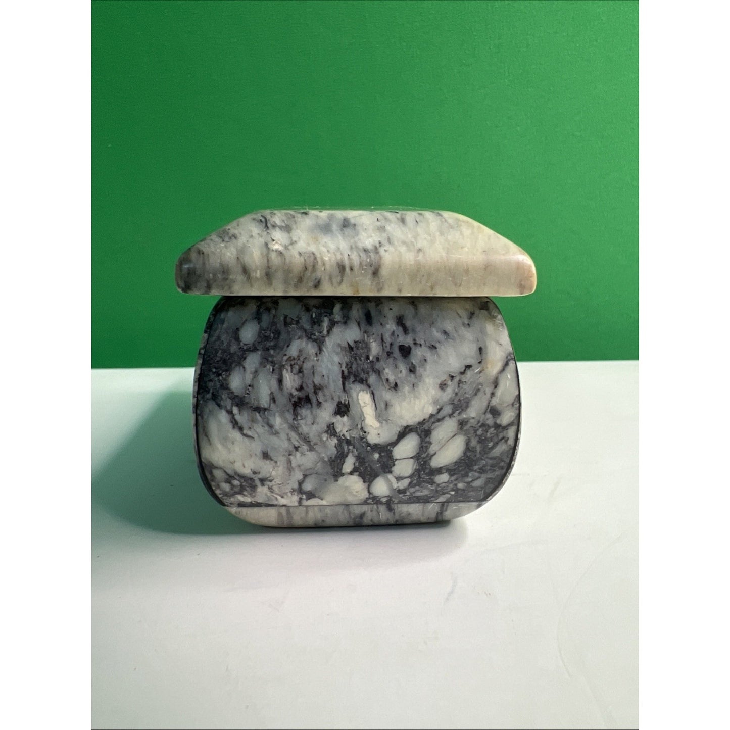 Carved Soapstone Small Box Trinket Vanity Natural Stone with Lid