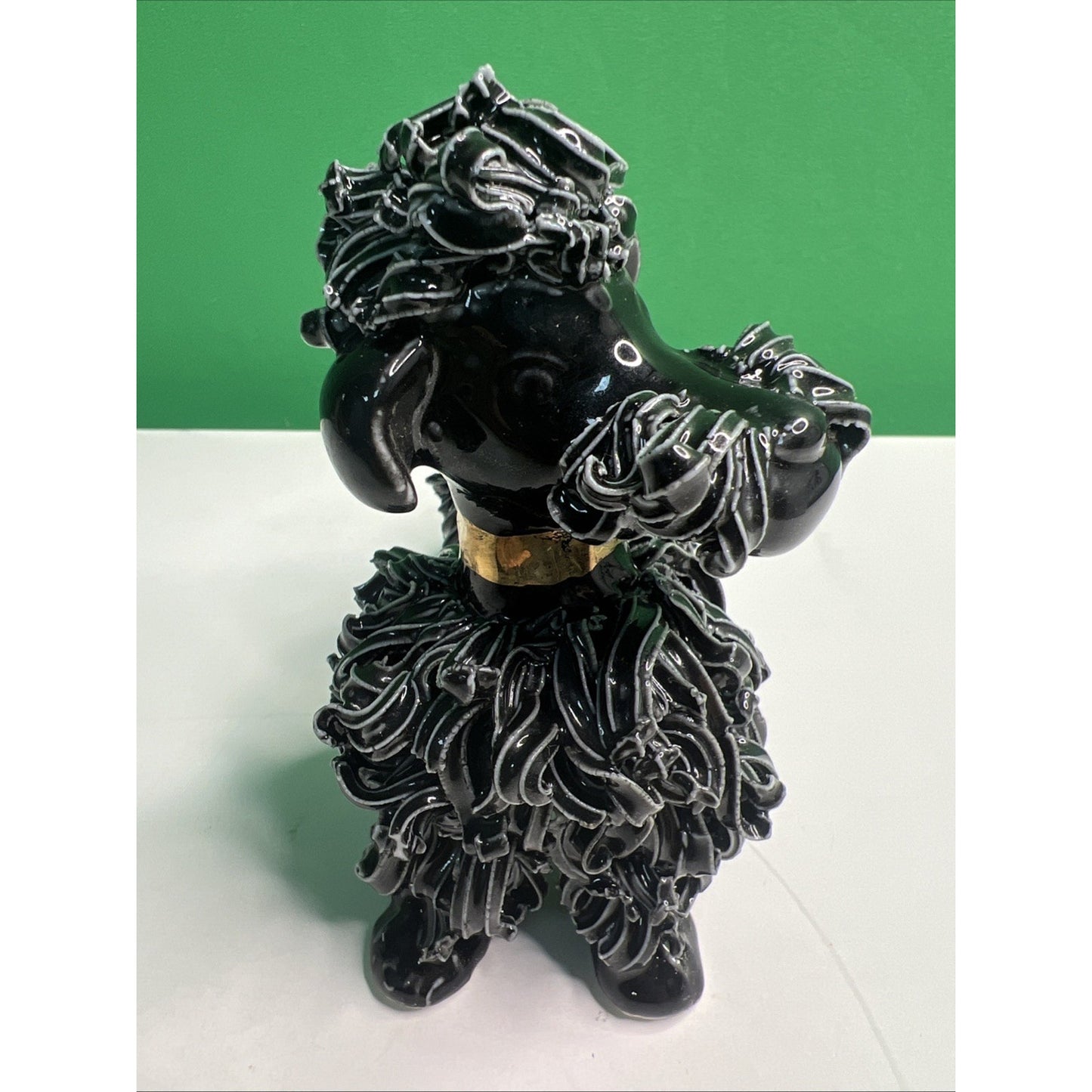 Vintage Sassy MCM Black Ceramic Spaghetti Poodle Dog Retro Kitsch 4.5” Figurine