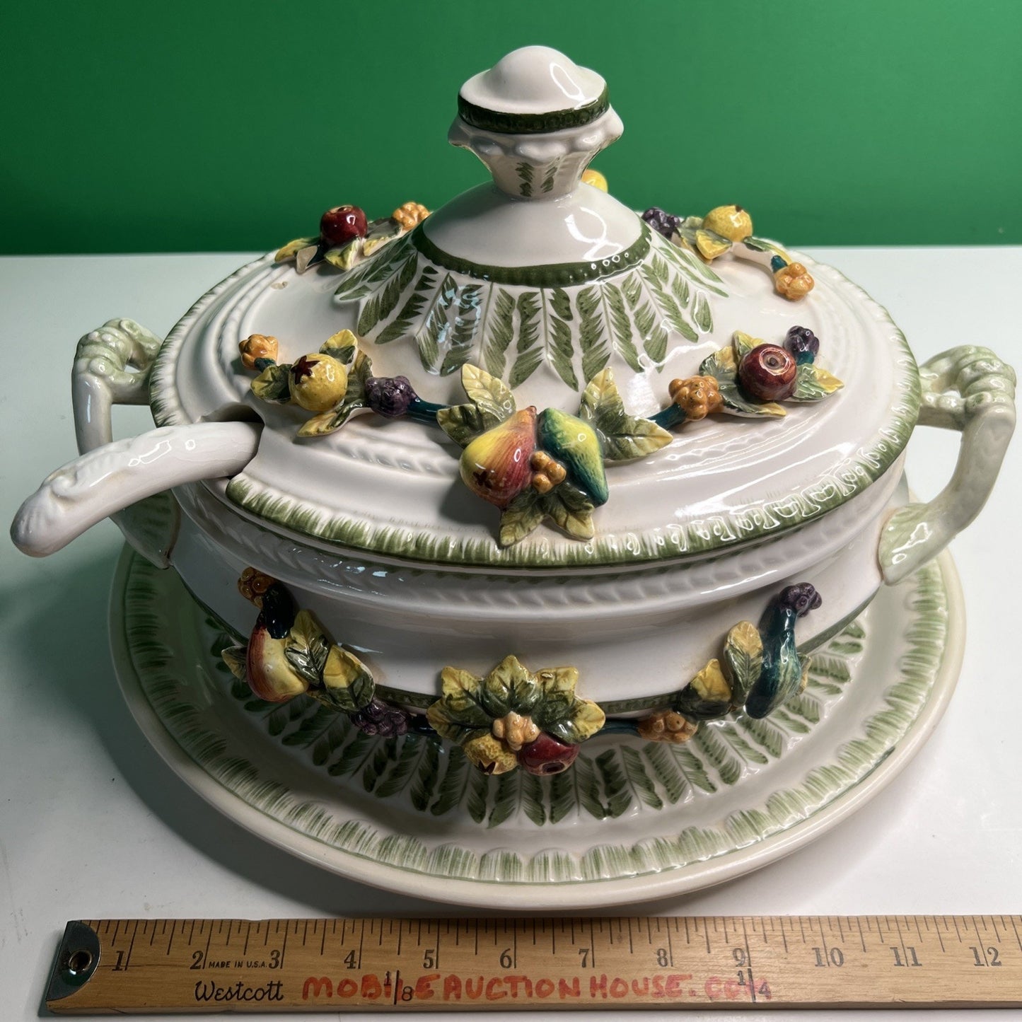 VTG Harvest Collection Hand-painted Ceramic Soup Tureen with Fruits Complete Set