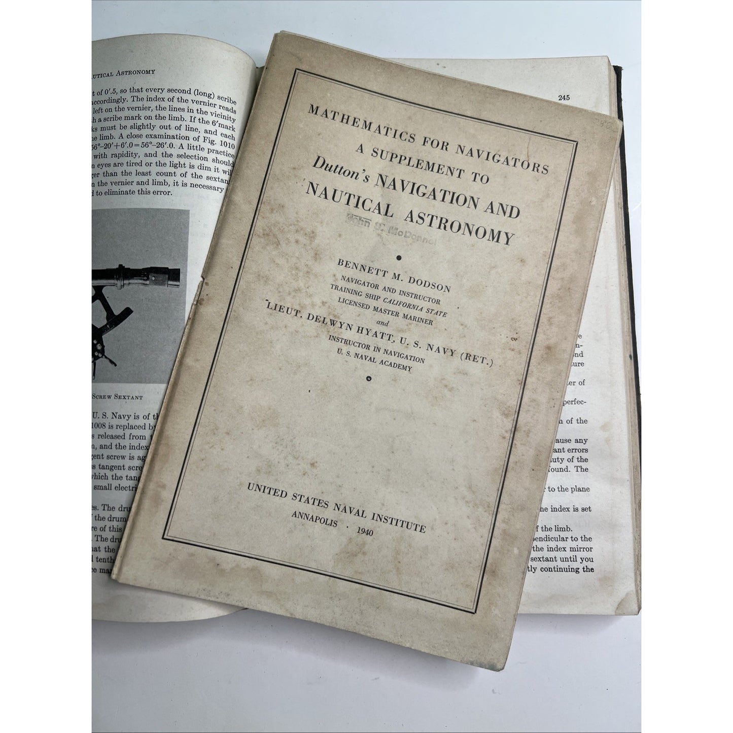 VINTAGE NAVIGATION AND NAUTICAL ASTRONOMY 1943 BY BENJAMIN DUTTON 8th EDITION