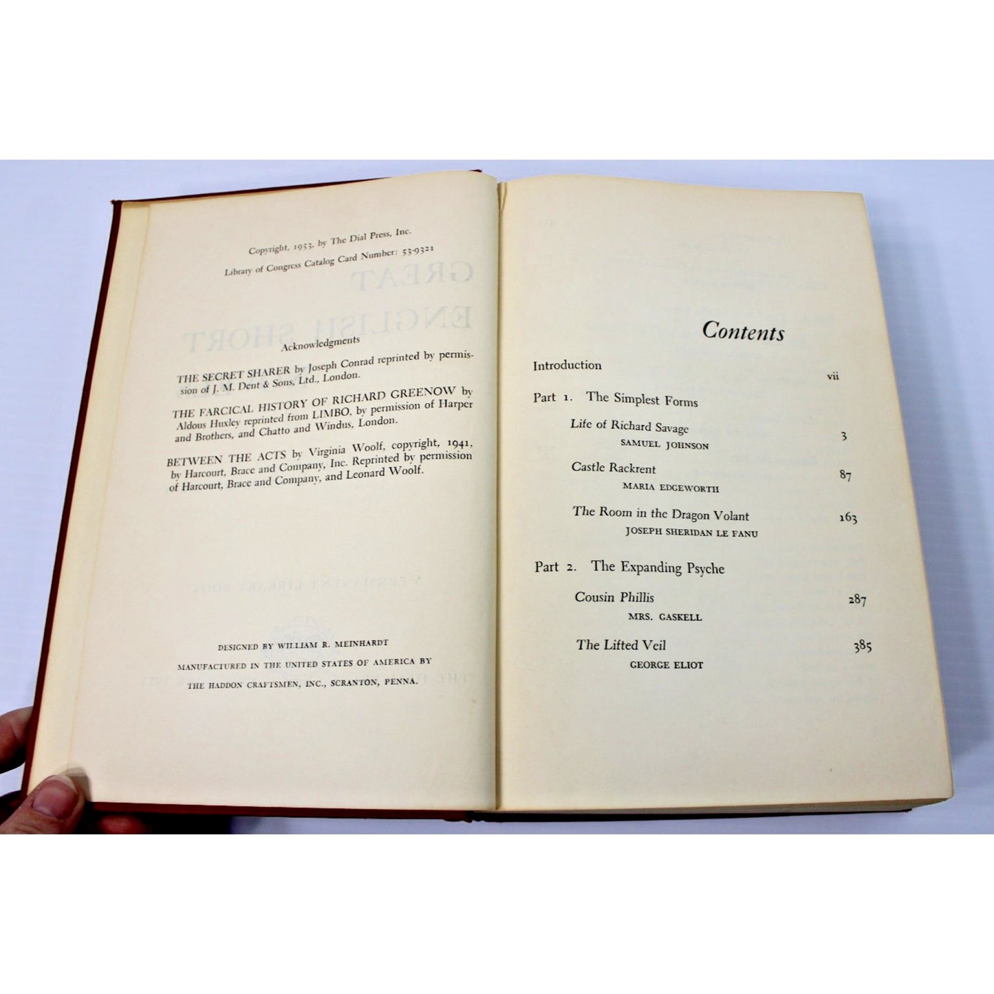Great English Short Novels- Dial Permanent Library Book, 1953, Woolf, Huxley