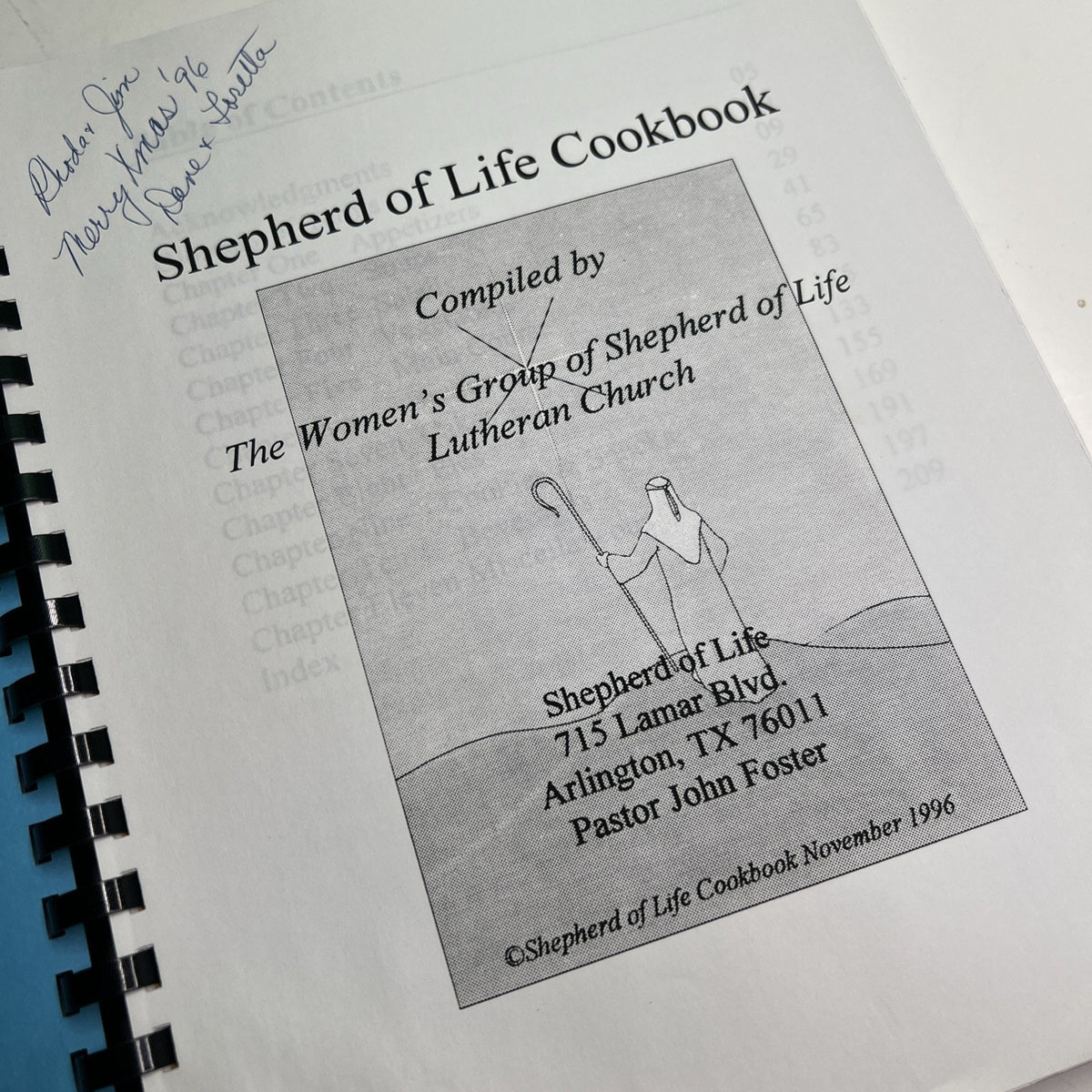 1996 Shepherd Of Life Cookbook Women’s Group Lutheran Church Arlington TX Texas