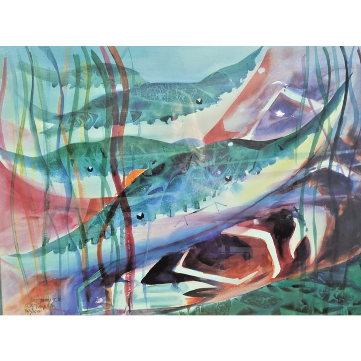 Large Signed R.E. Templeton Ltd Edition Marine Art - Abstract Stingrays
