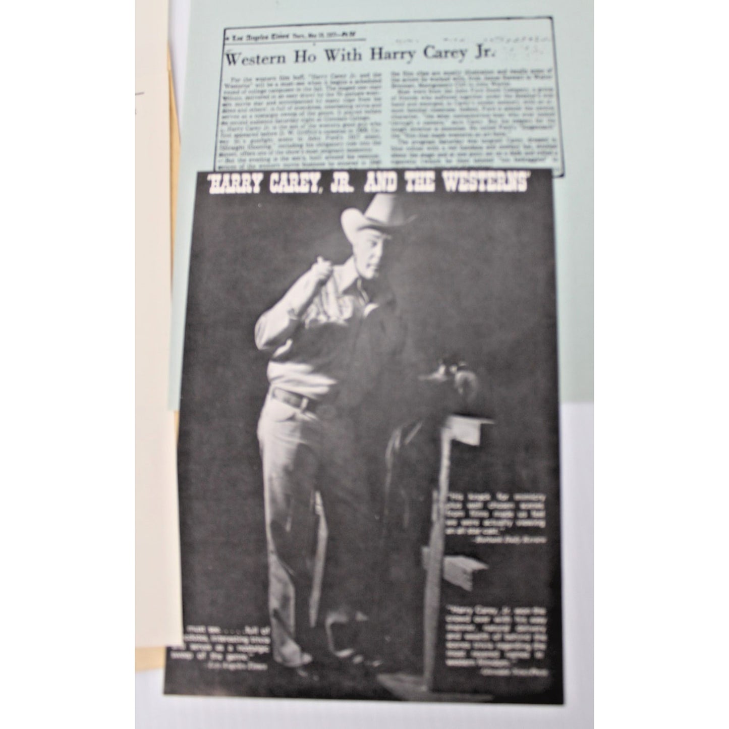 Harry Carey, Jr. & the Westerns Media Kit 1978 One Man Show Rider, Press Release
