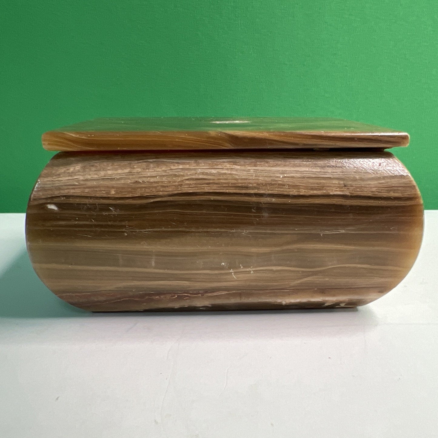Carved Soapstone Small Box Rectangular Trinket Vanity Natural Stone with Lid
