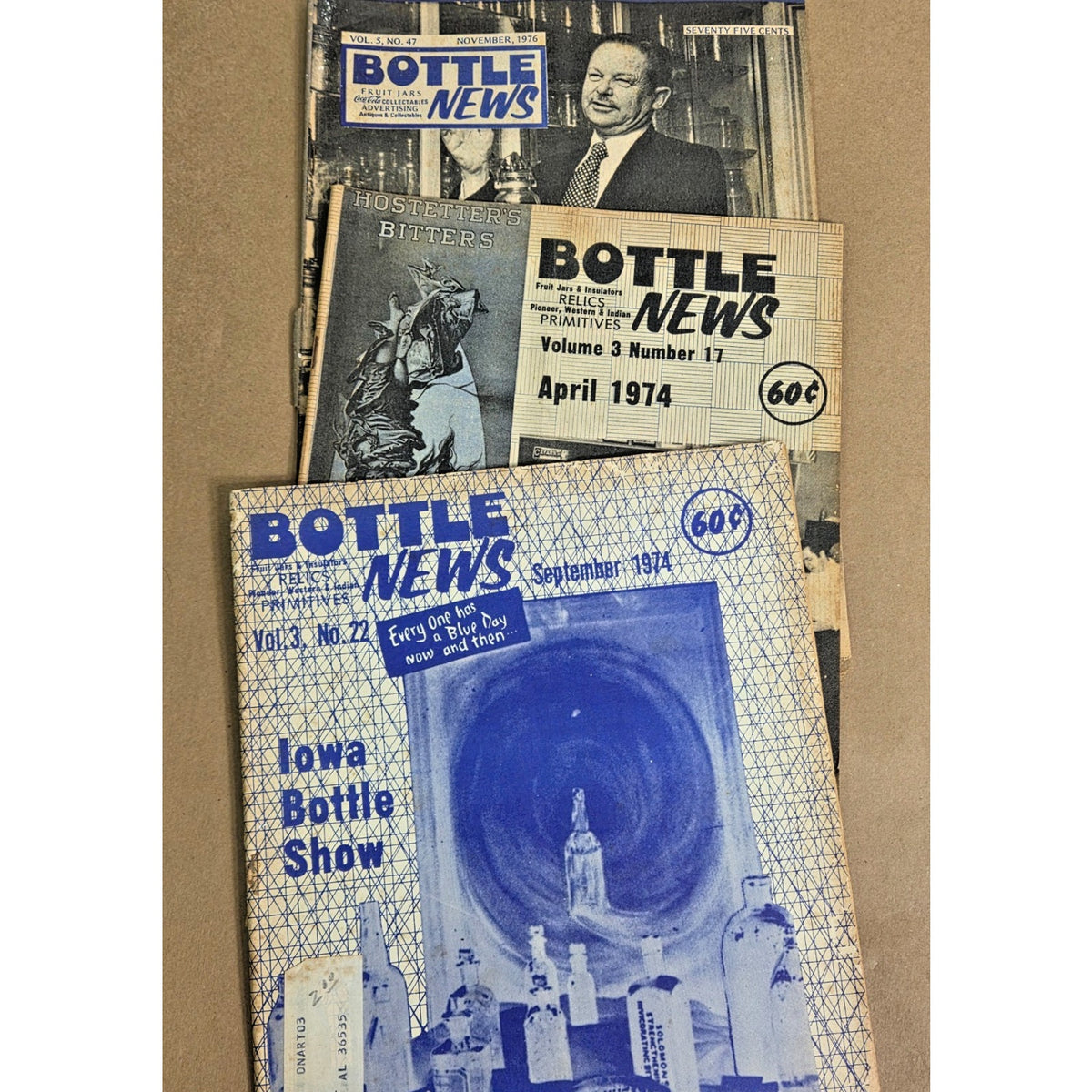 Vintage Bottle News Relics & Primitives Magazine Lot 1974-1976 Bulk Run of 20