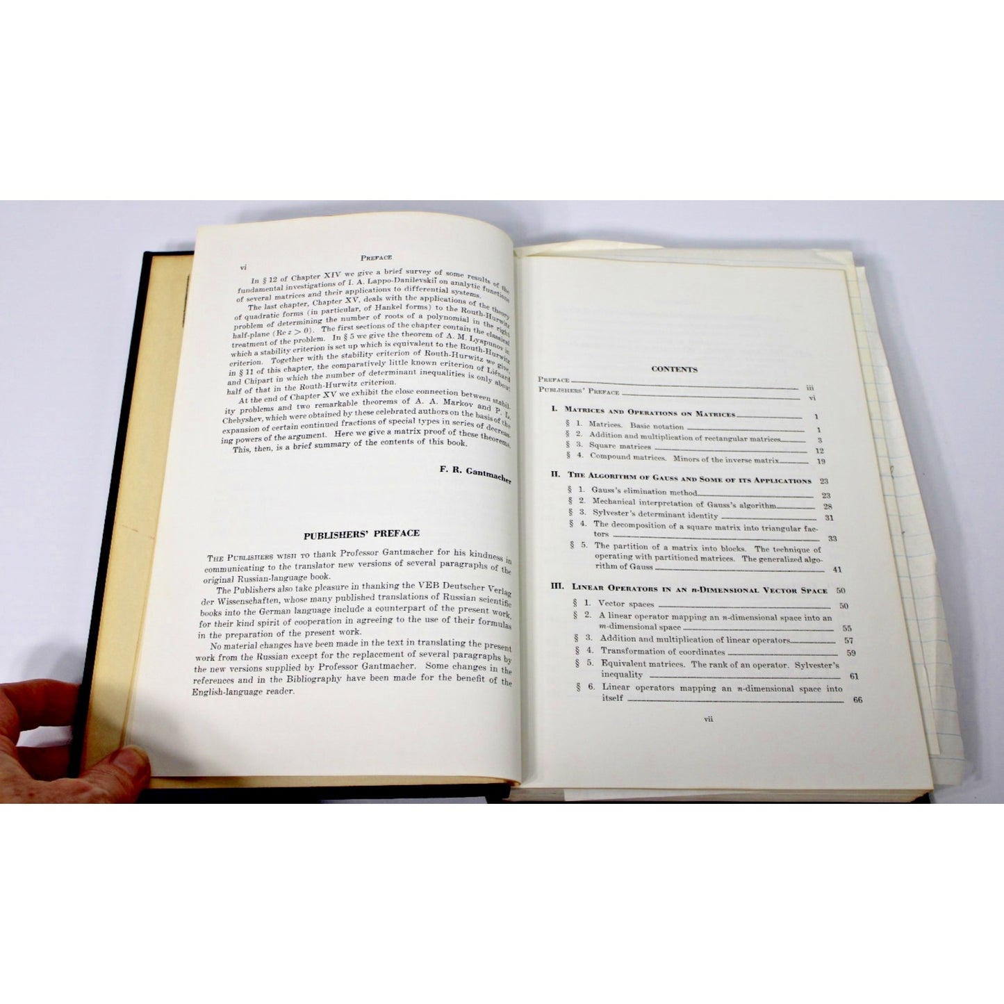 USCEC Matrix Theory, The Theory of Matrices Vol. 1- F.R. Gantmacher, 1959 HC