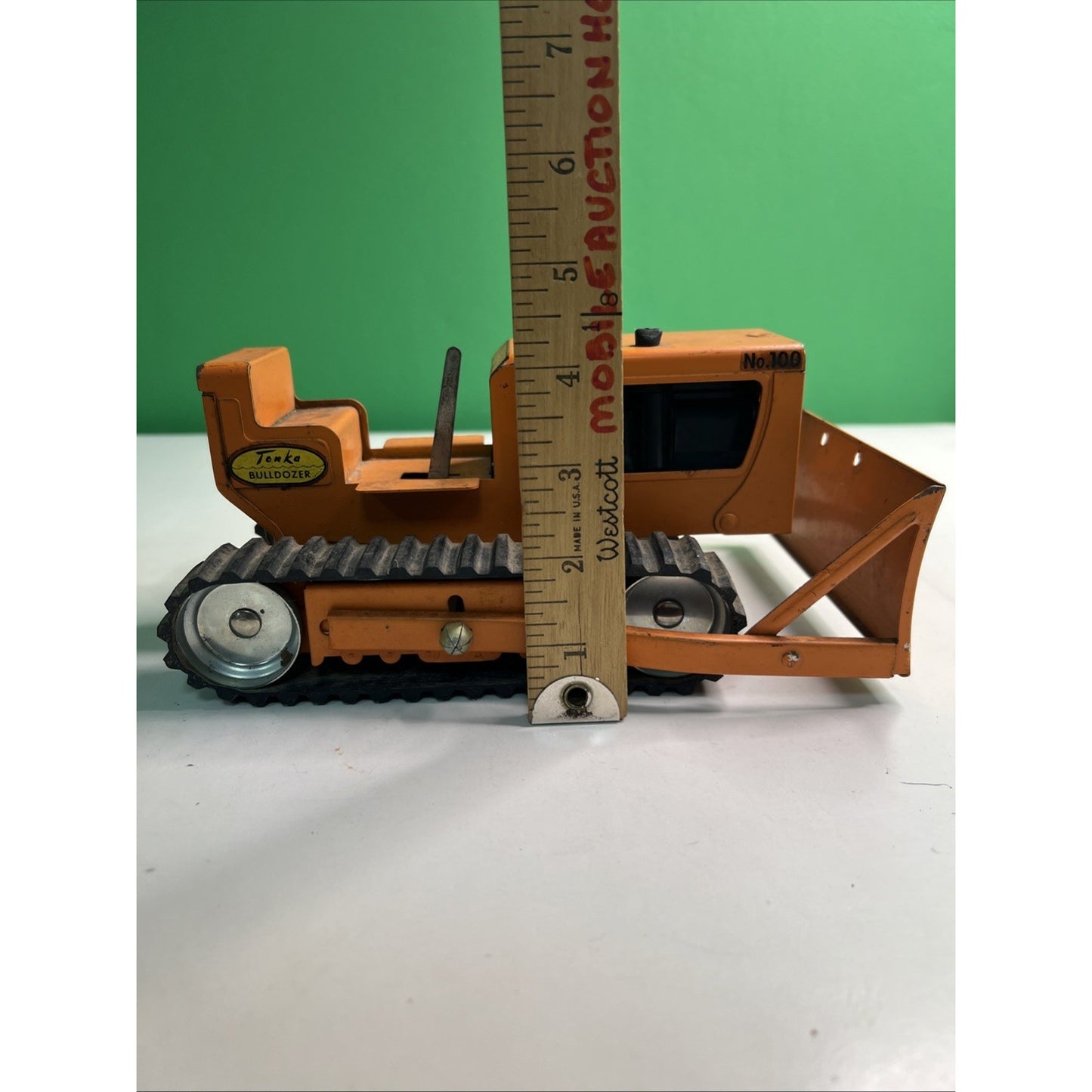 Vintage Orange 1960's Mighty Tonka Toys Bulldozer Pressed Steel Original No. 100