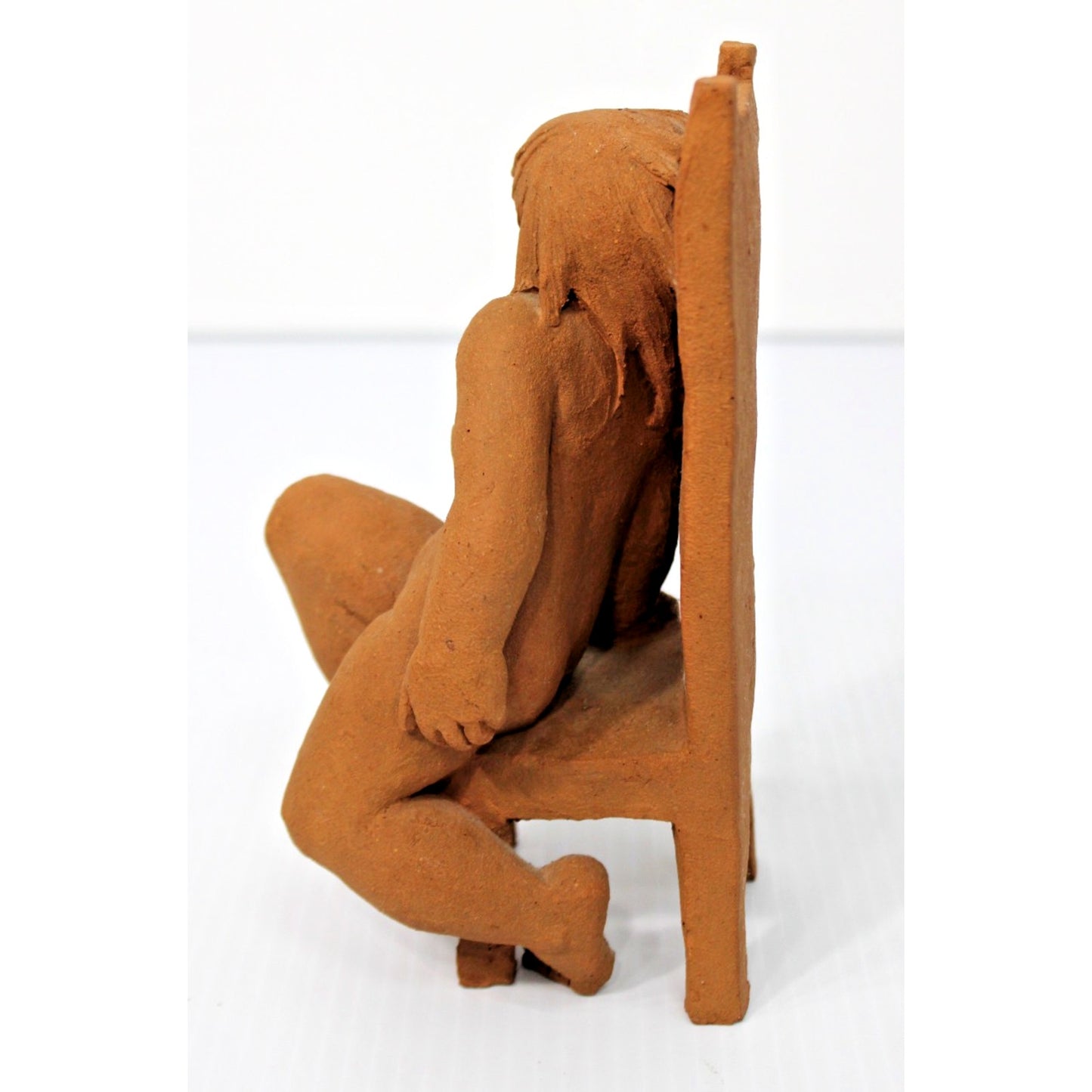 Original Art Sculpture- Terra Cotta- Seated Nude, Signed, 7.75" H