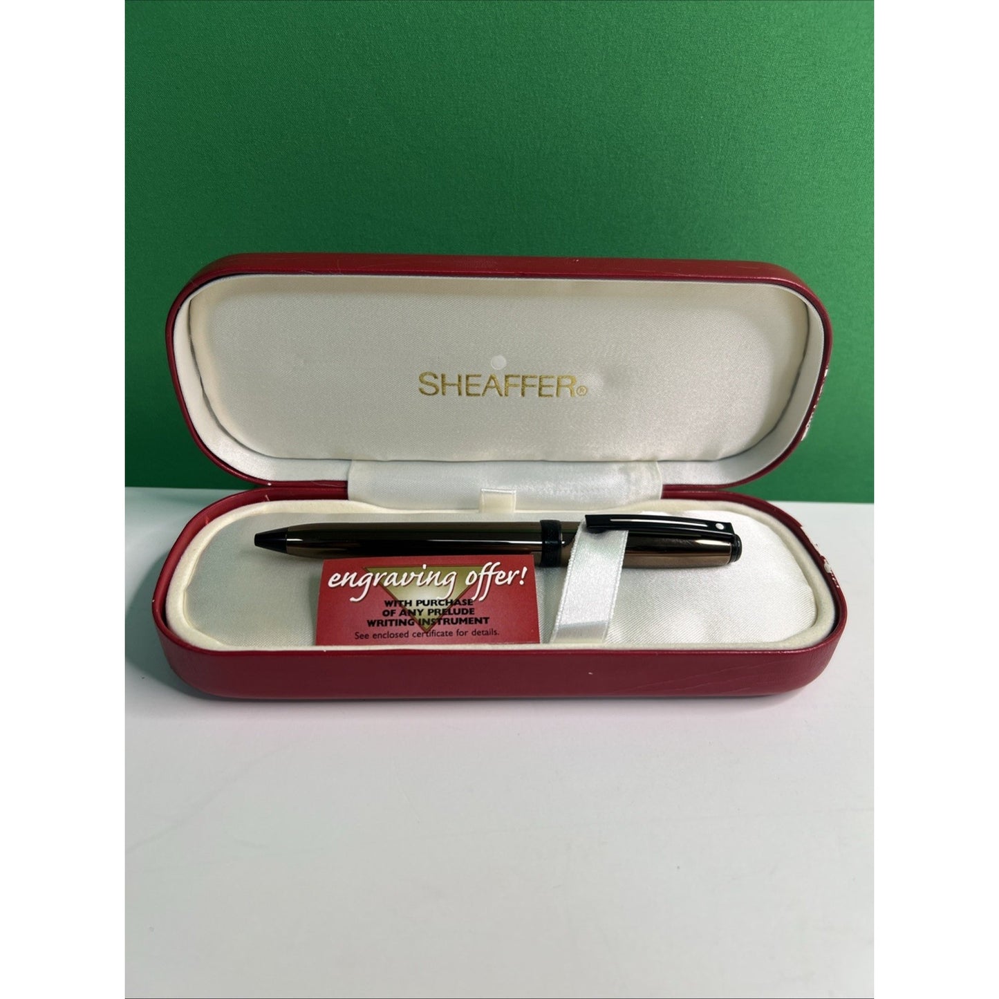 Vintage 1996 Sheaffer Prelude Ballpoint Pen Red Case White Dot w/ Manual Brown
