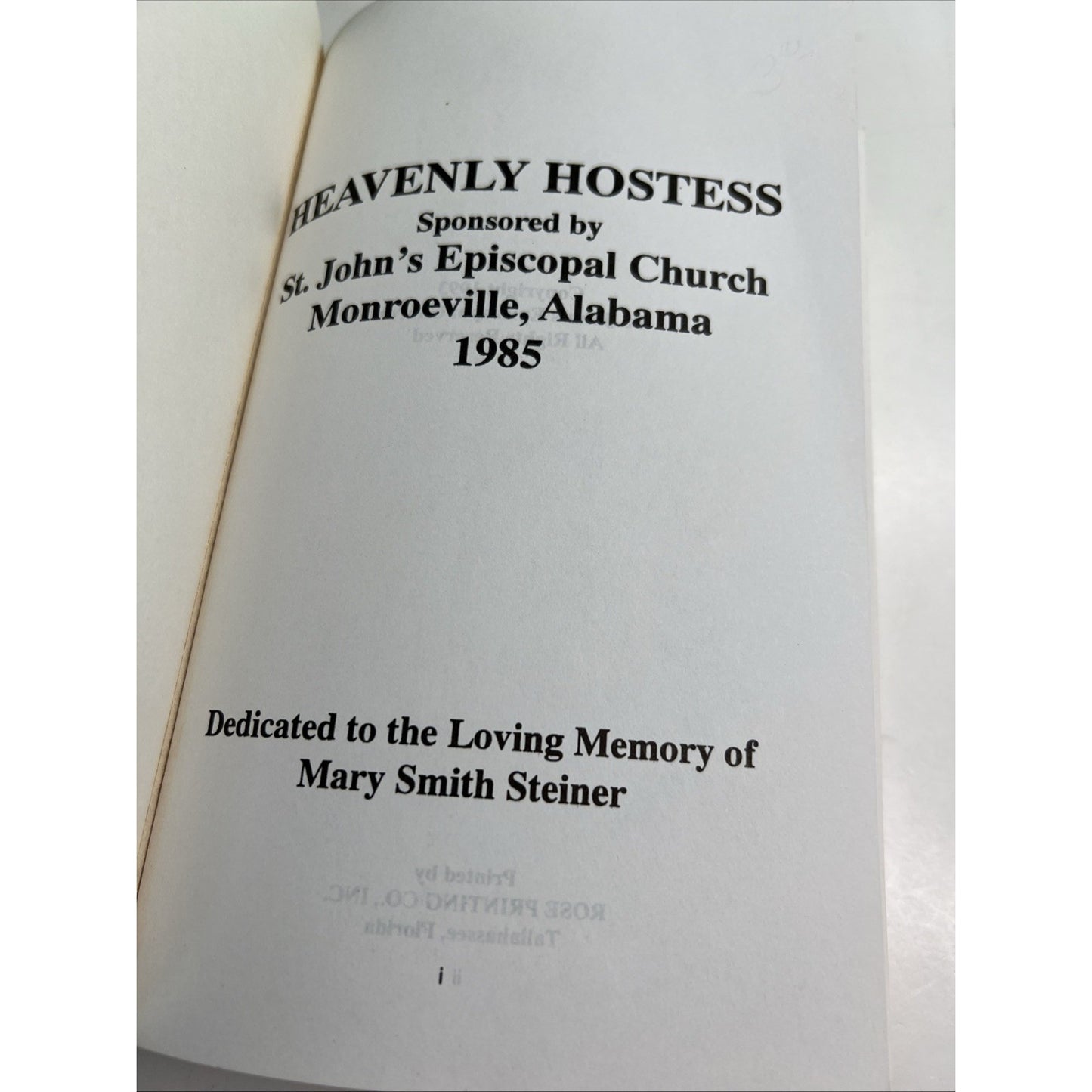 1985 Cookbook HEAVENLY HOSTESS St. John’s Episcopal Church Monroeville, Alabama