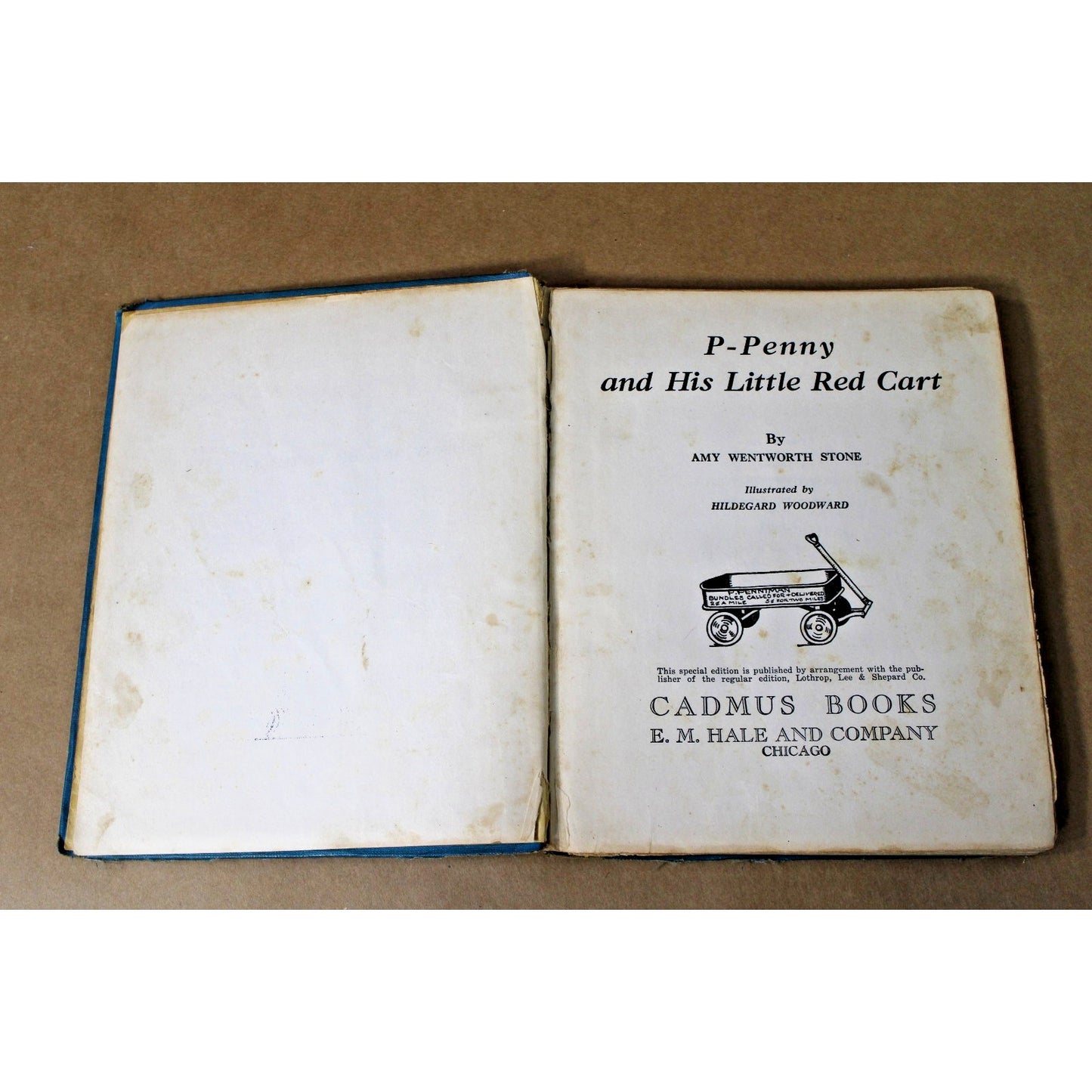 VTG Children's Book, 1934, P. Penny And His Little Red Cart Amy Wentworth Stone
