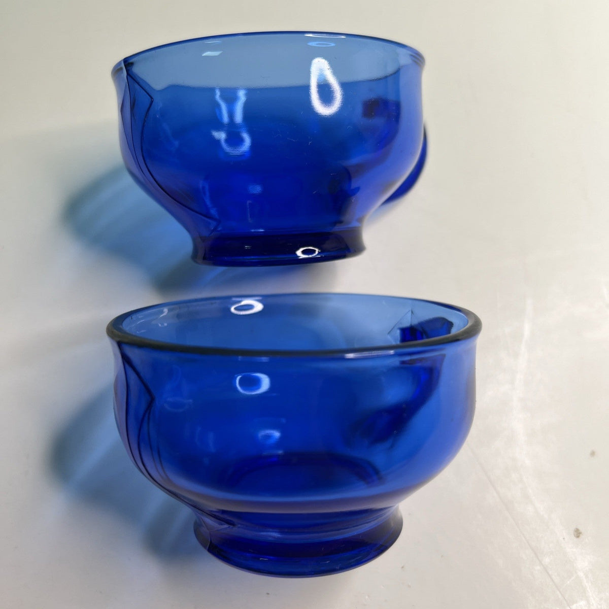 Two (2) L E Smith Mt Pleasant Cobalt Blue Cups & Saucers Vintage Pair